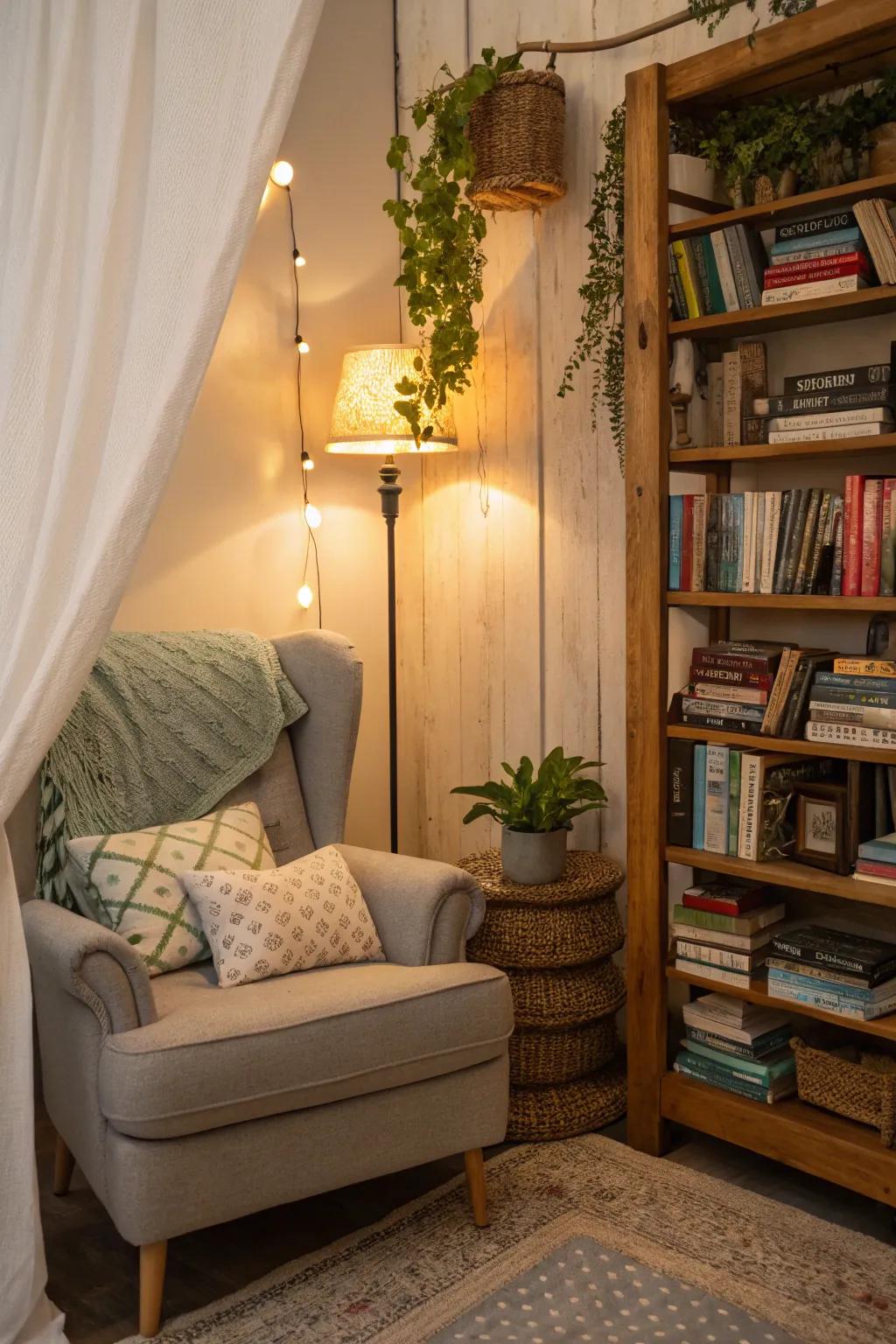 A snug corner nook that maximizes small areas.