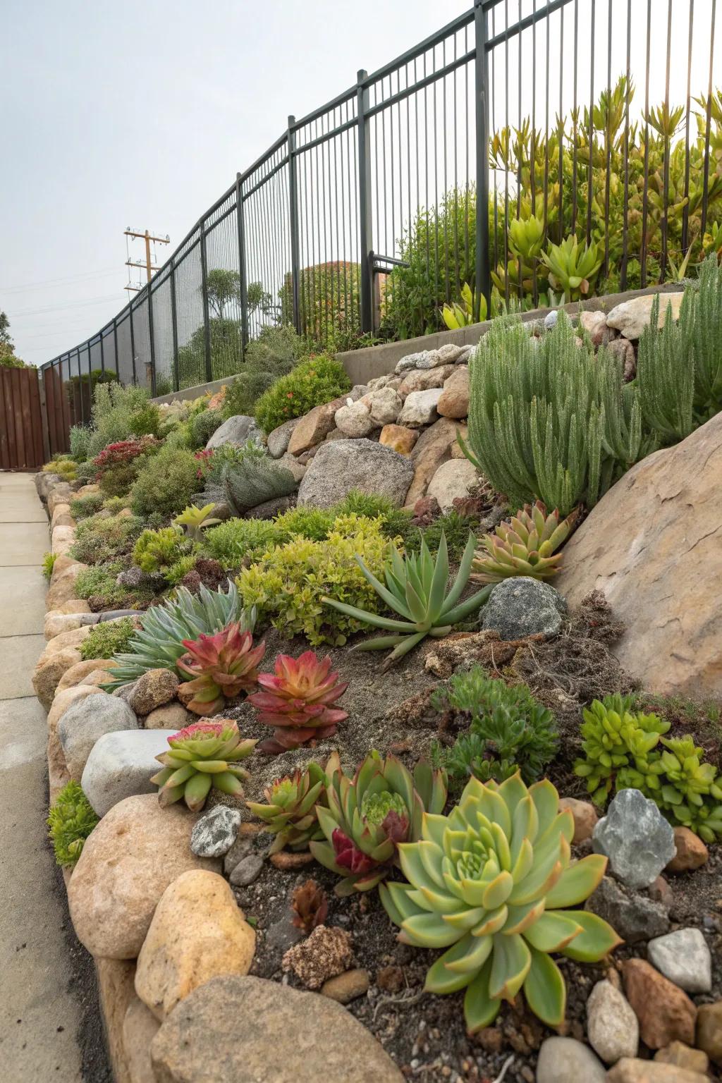 A rock garden adds visual texture and intrigue.