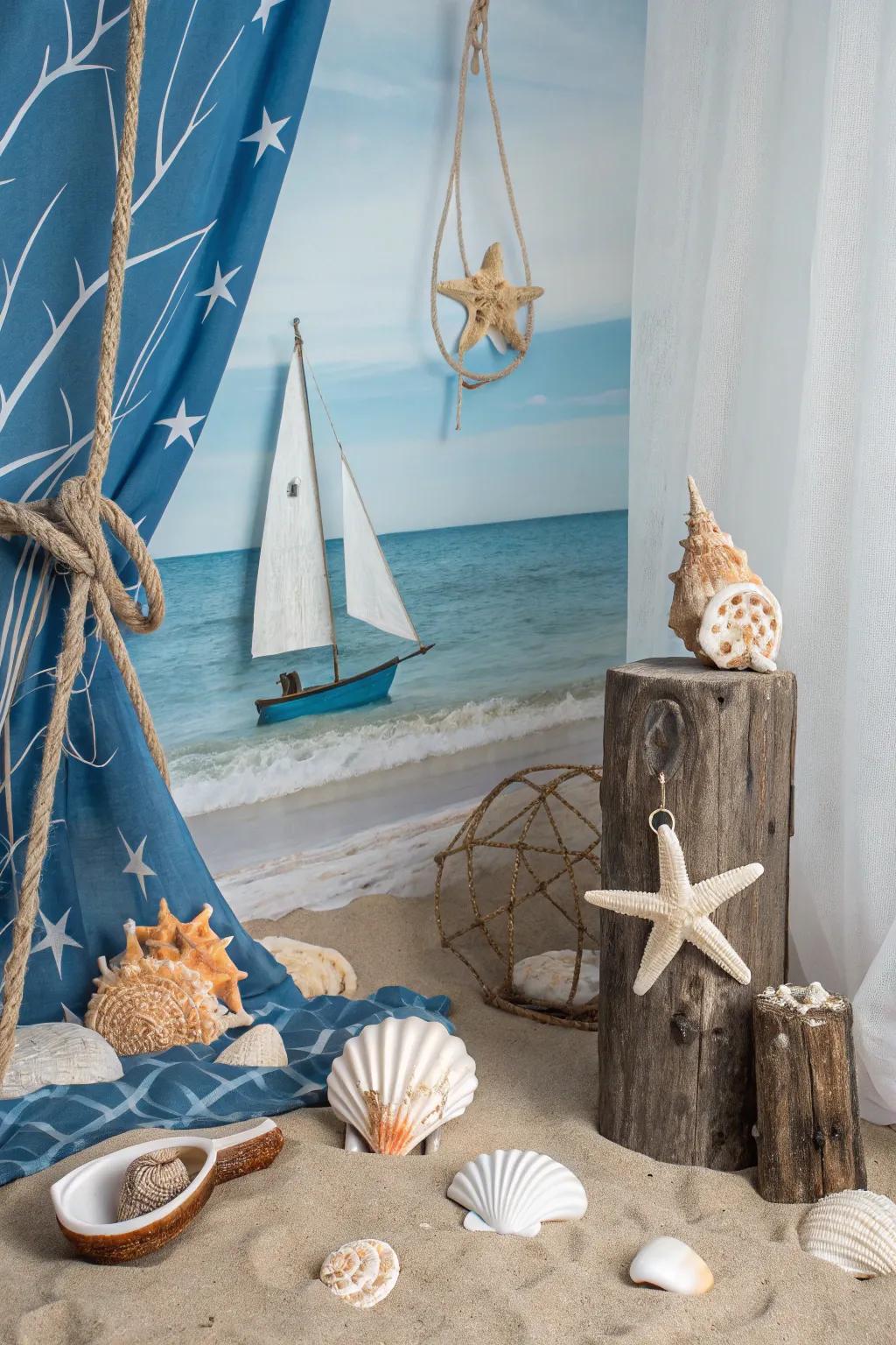Serene seaside look using nautical themed decor