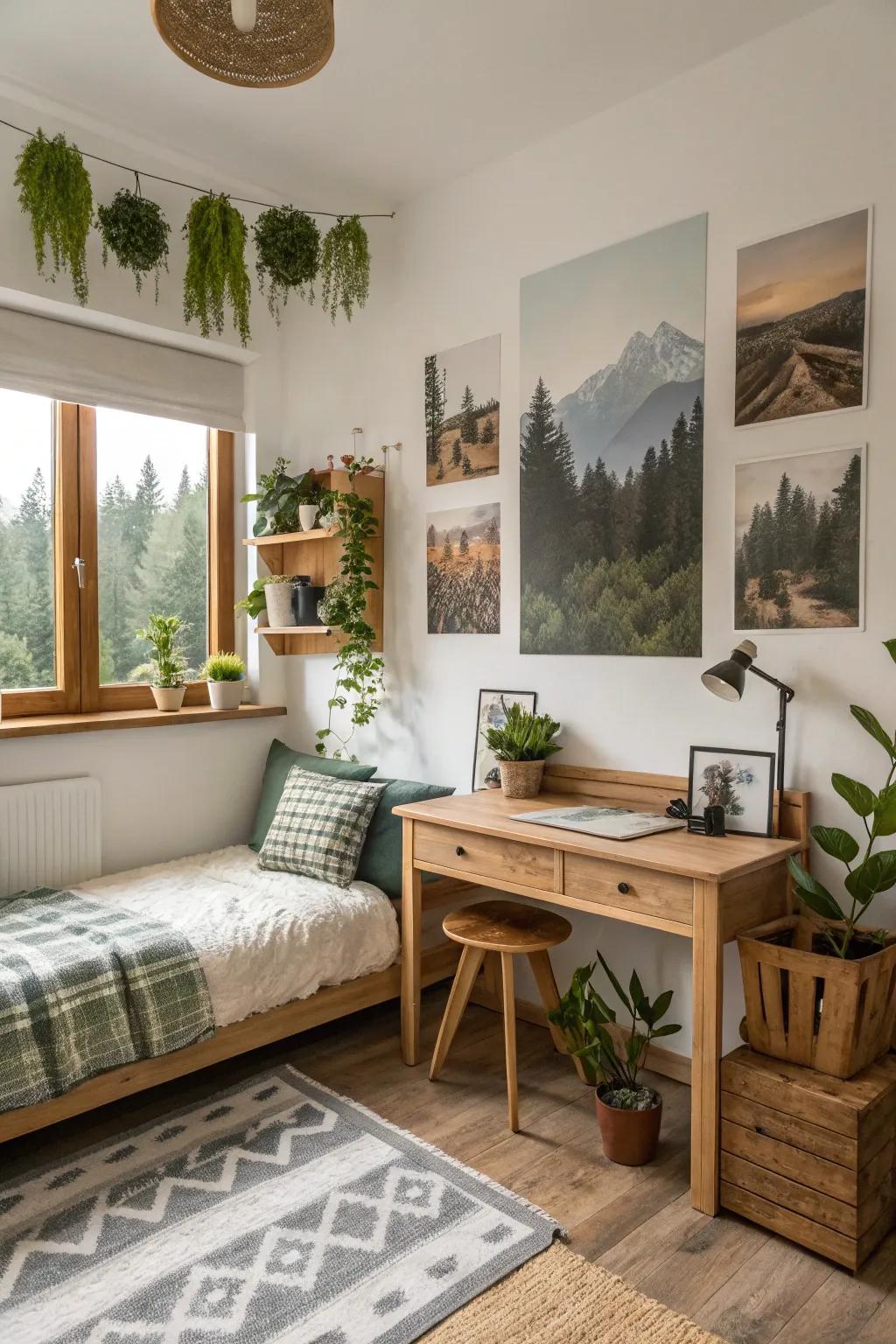 Natural elements infuse freshness and vitality into the space.