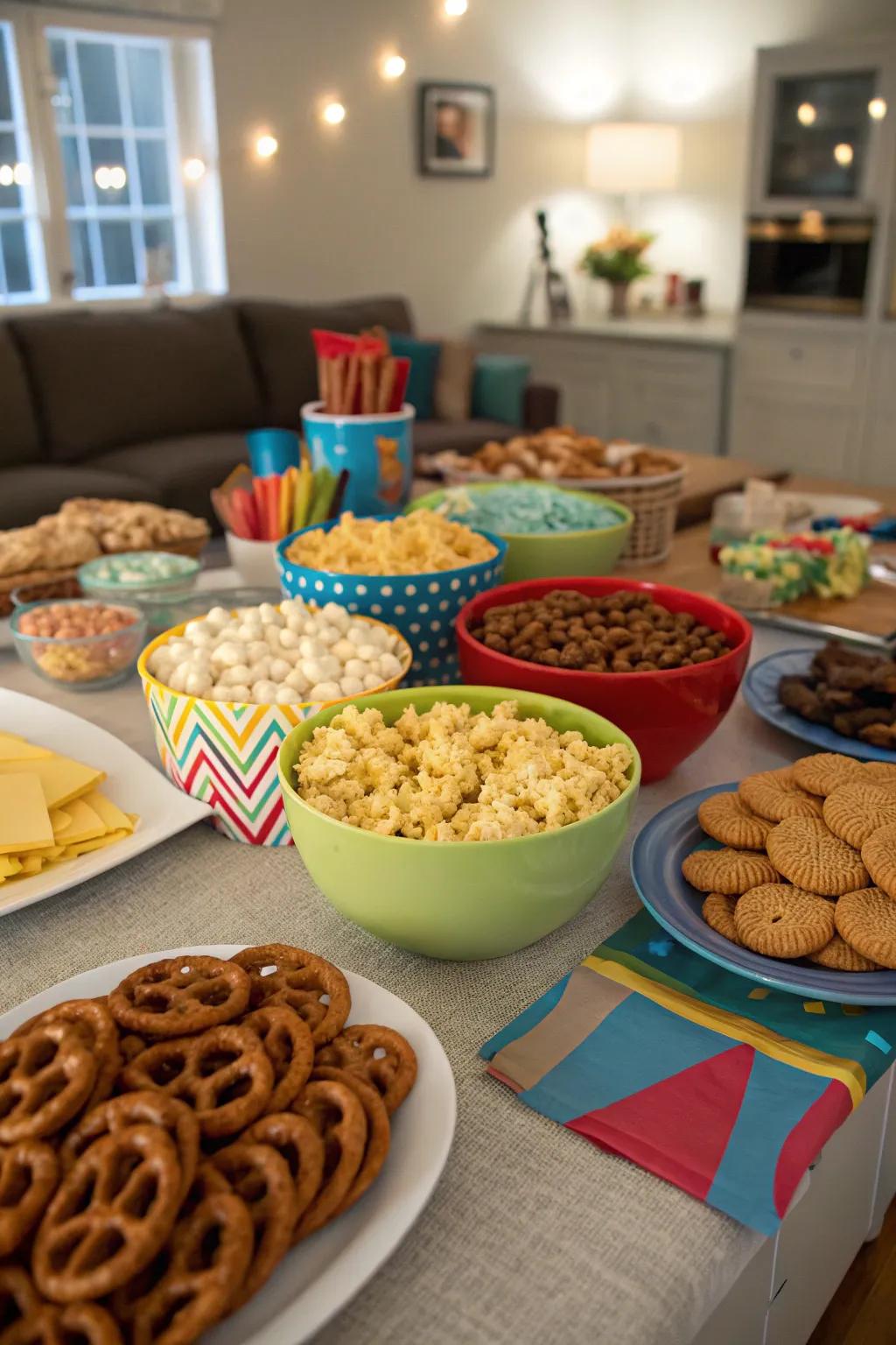 A midnight snack counter keeps everyone energized for more fun.