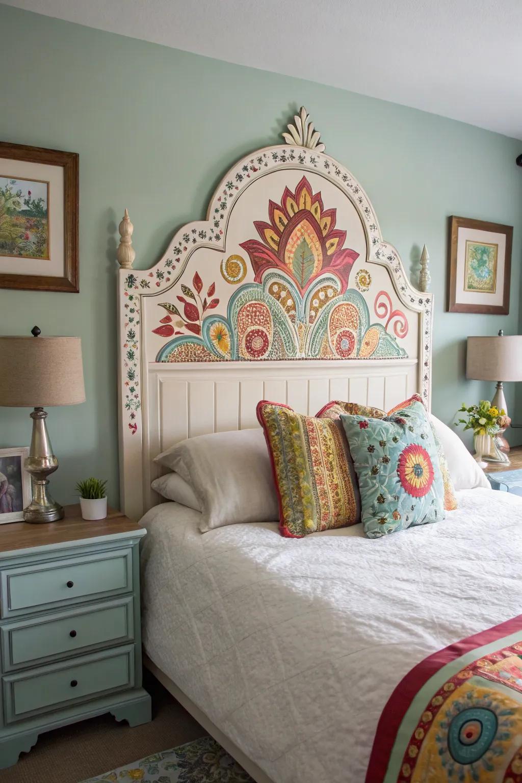 A painted simulated headboard introduces style without the cost.