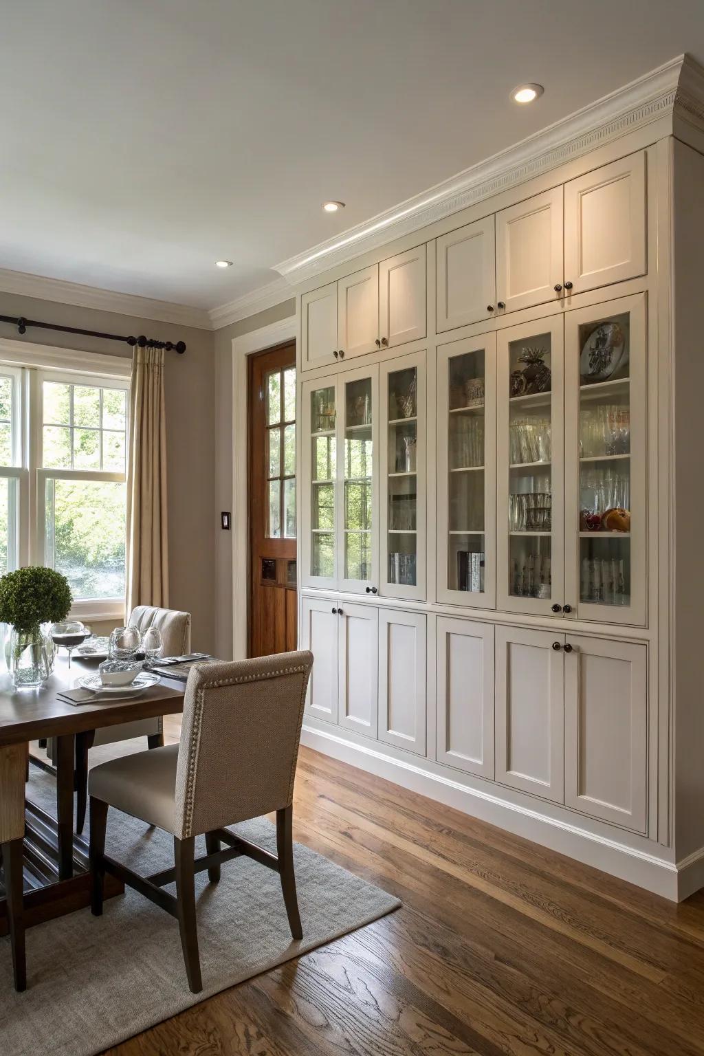 Tall built-in cabinets that make clever use of vertical space.