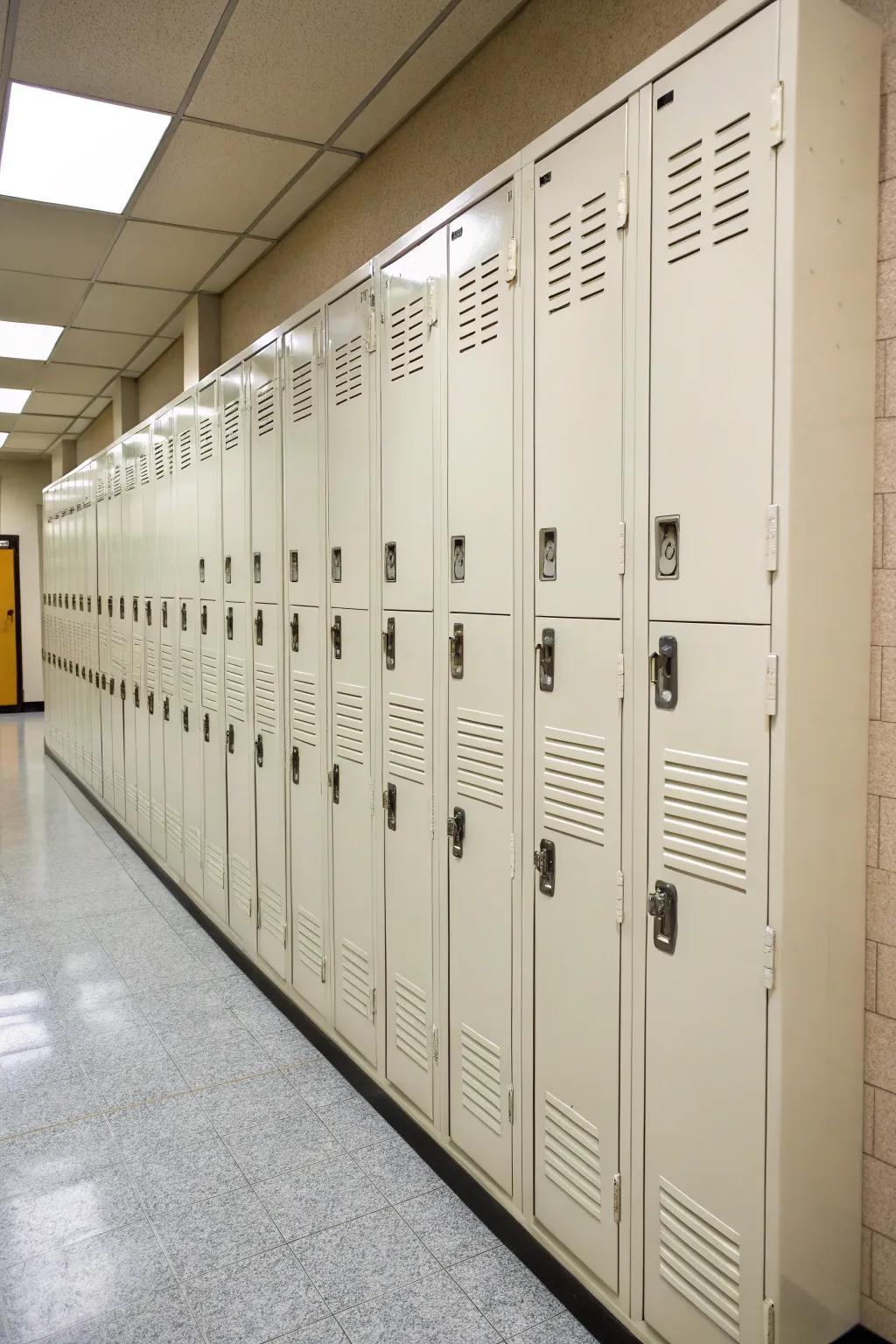 Keep clutter concealed with storage units that have doors.