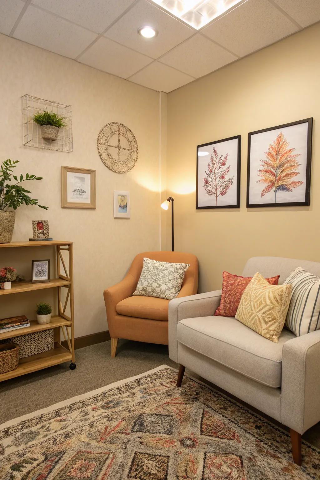 Color accents add vibrancy to the decor.