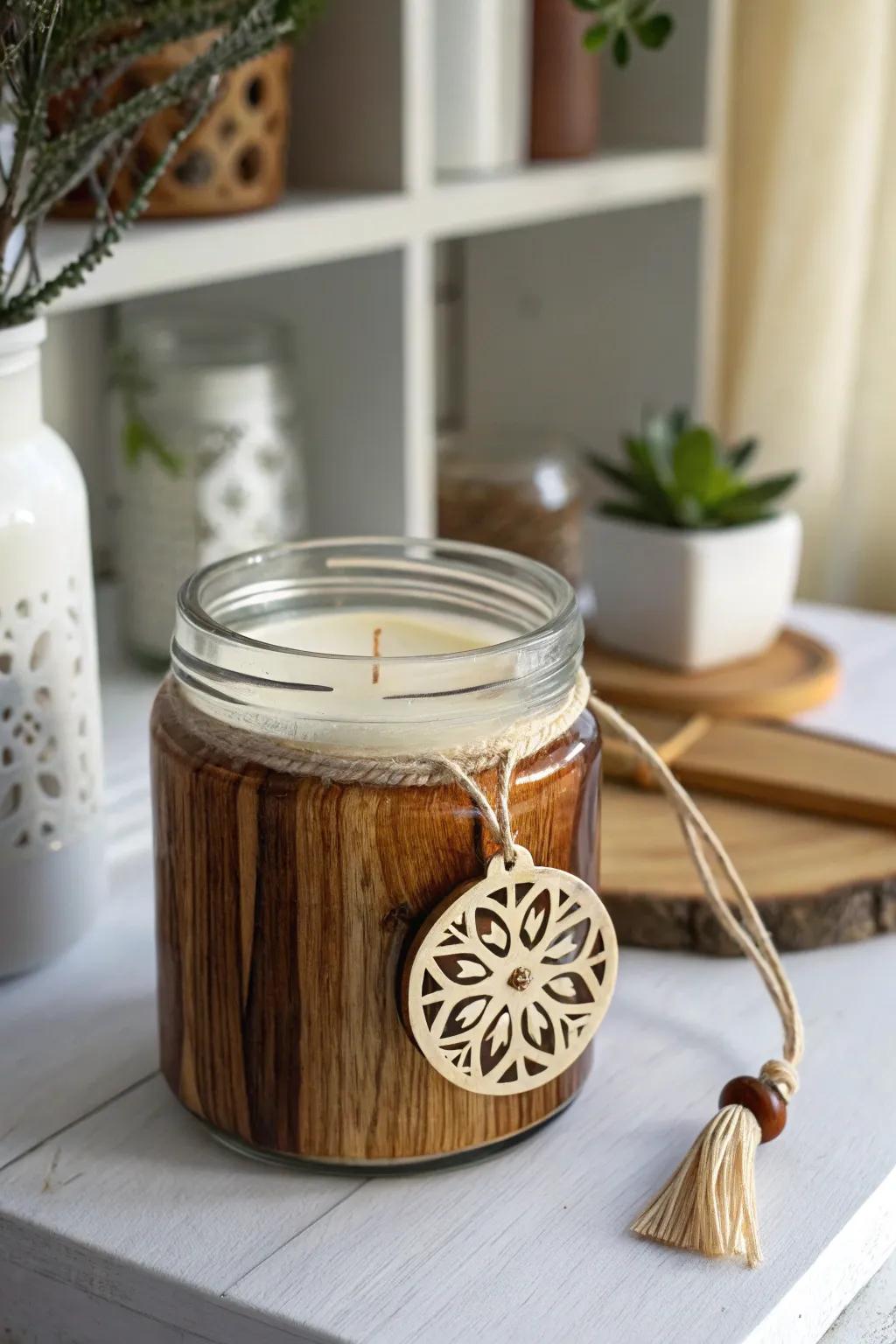 Transform your candle containers into countryside timber treasures through this uncomplicated do-it-yourself notion!
