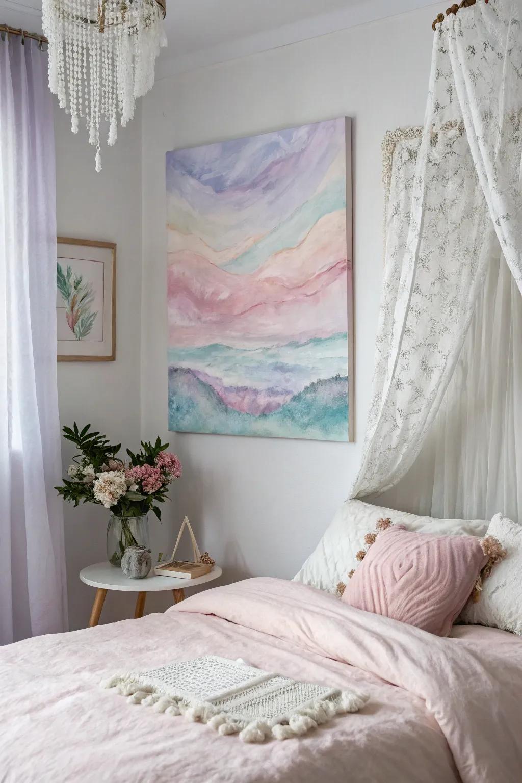 Soften your space through a watercolor piece.