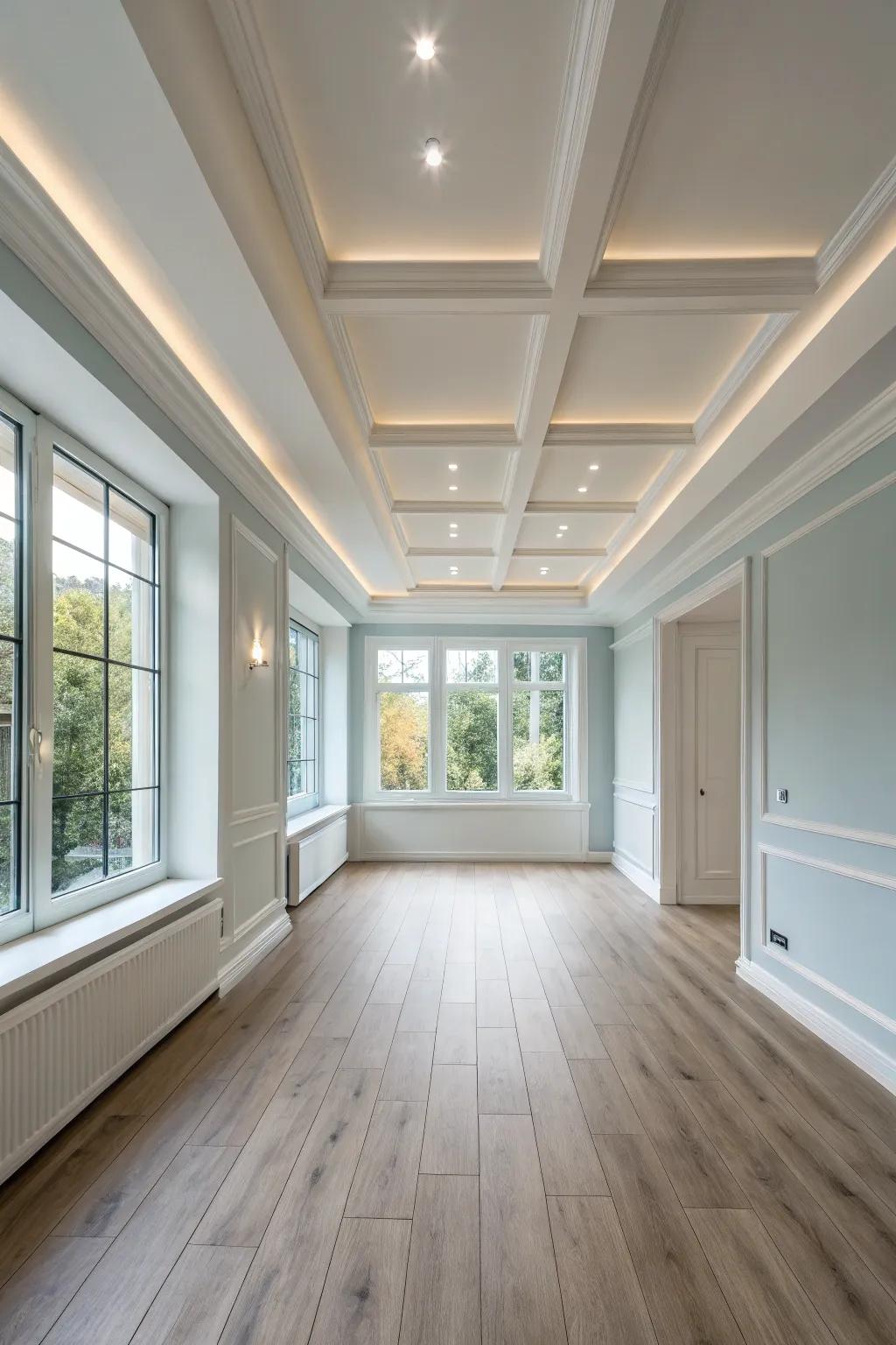 Embrace simplicity with the sleek and modern plain ceiling finish.