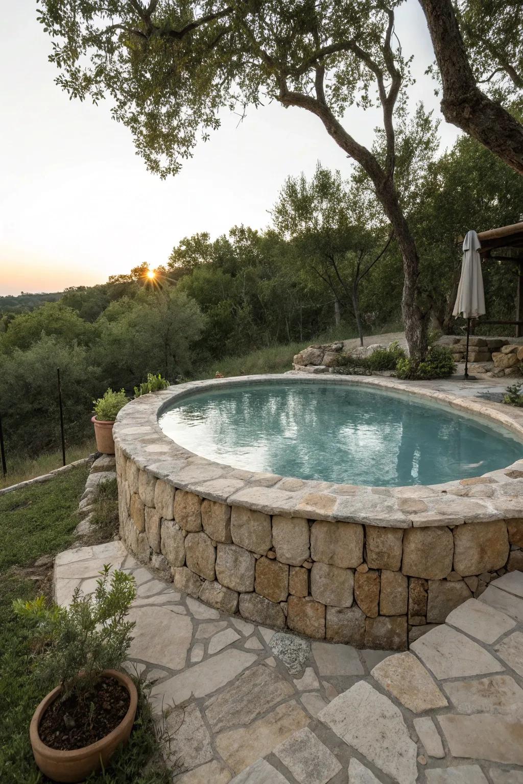 Stone details bring a hint of class to your poolside.