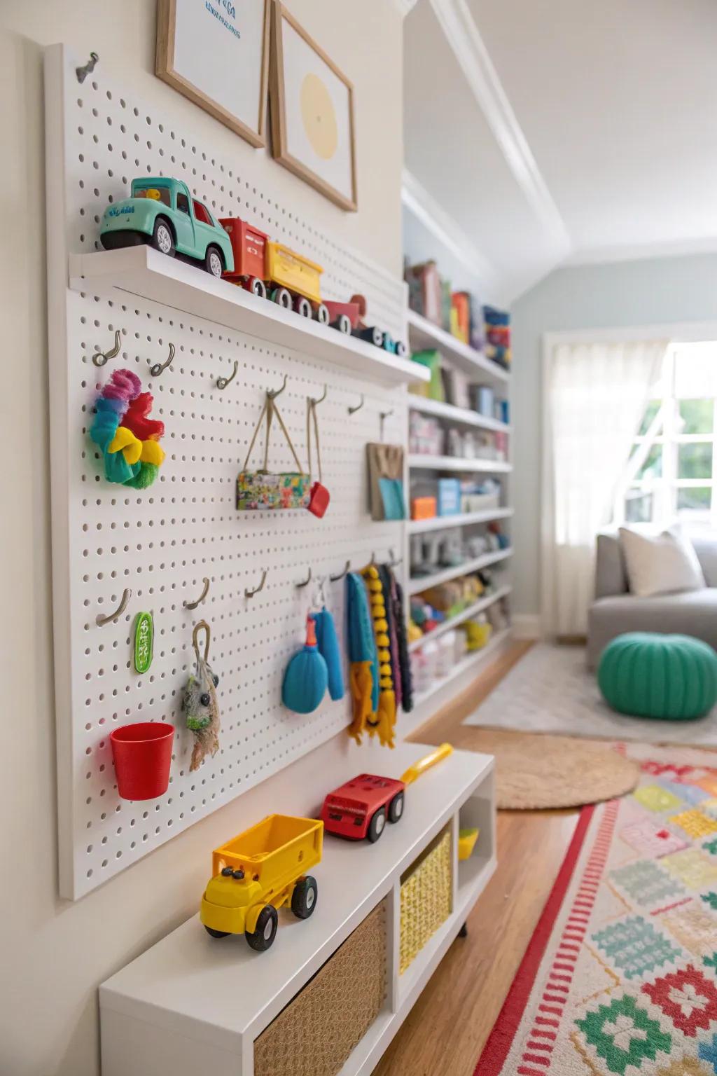 Pegboards render the arrangement of accessories simple.