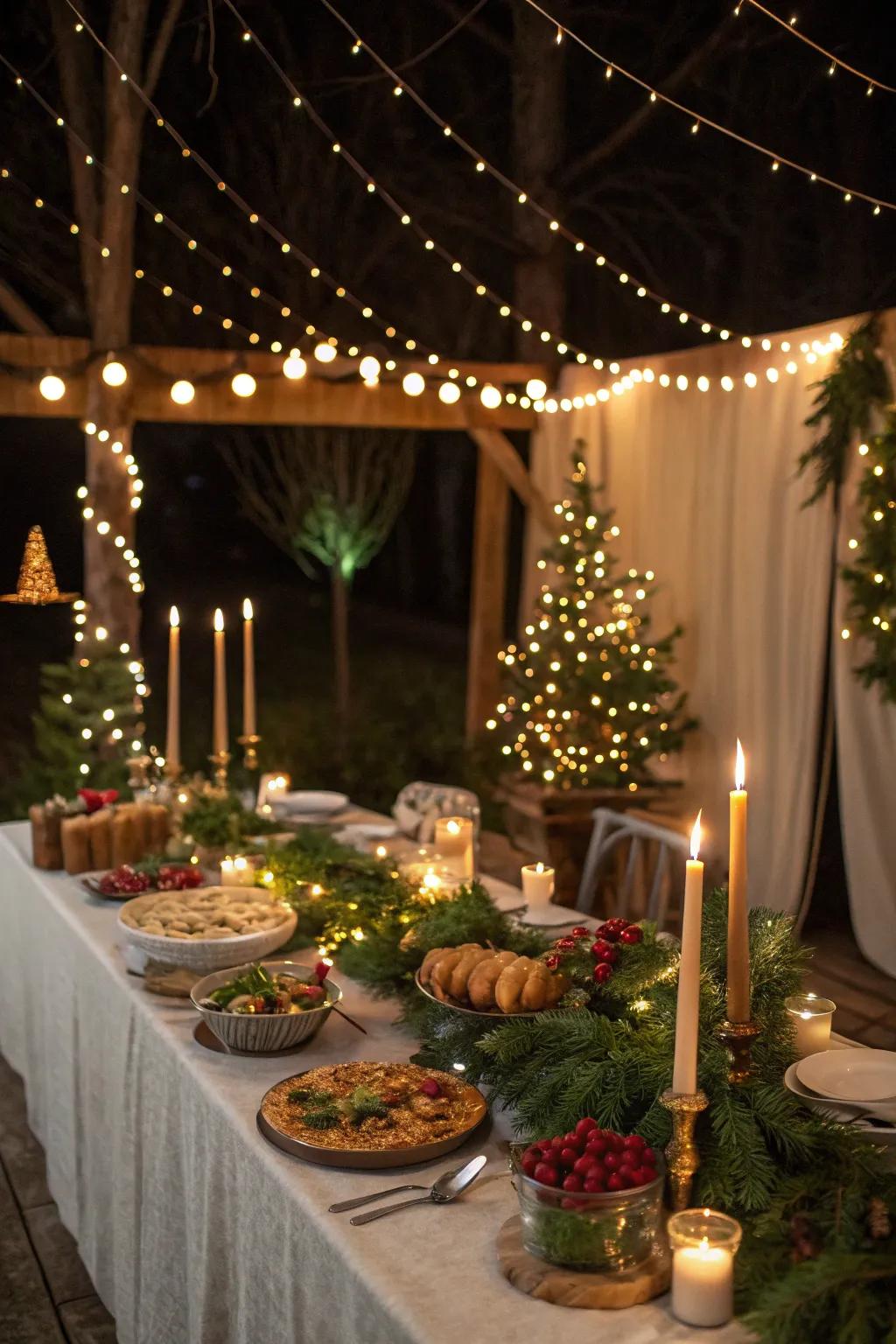 Twinkle lights lend a magical touch.