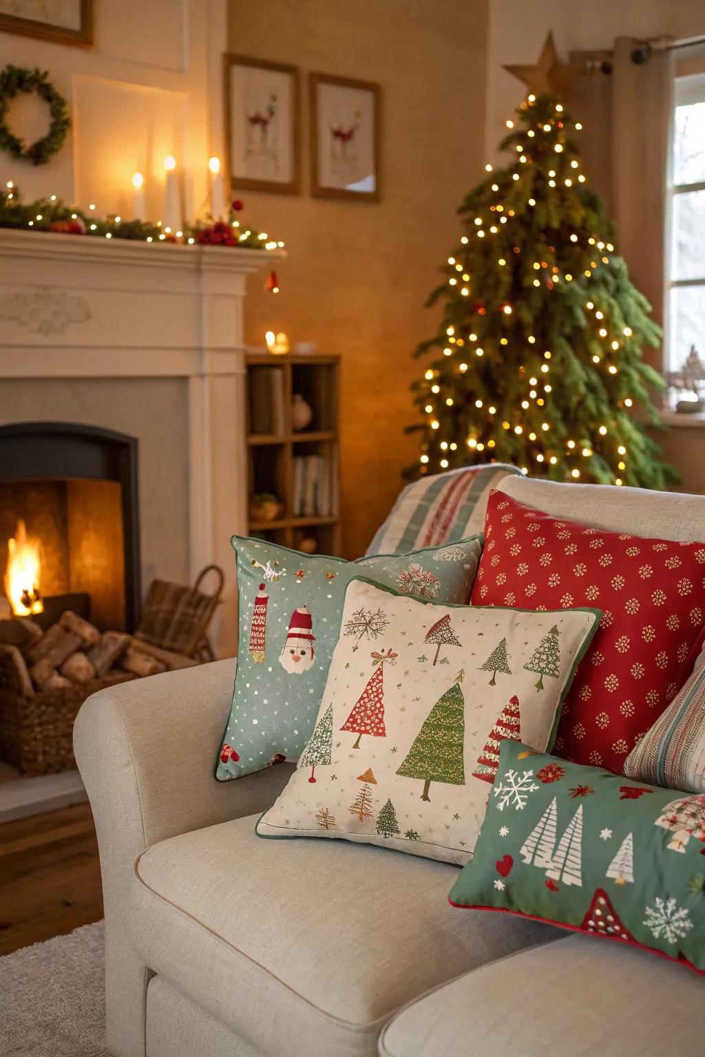 Eco-conscious cushions for a sustainable holiday festivity.