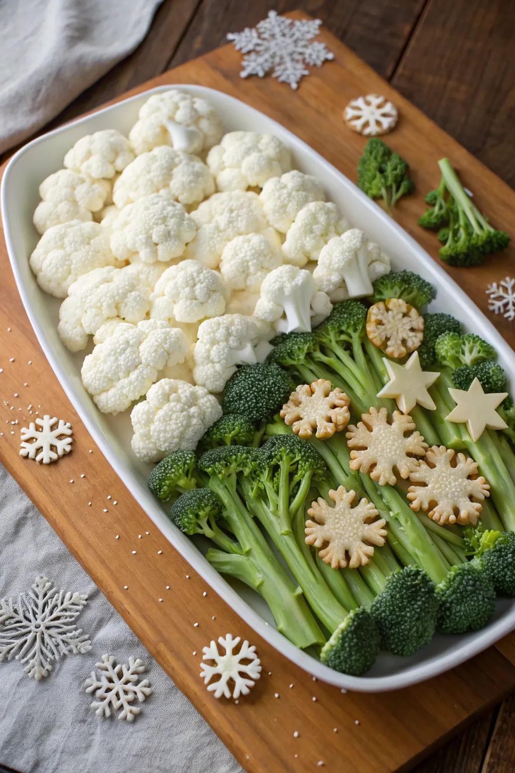 A winter wonderland veggie scenario that's ideal for snowy evenings.