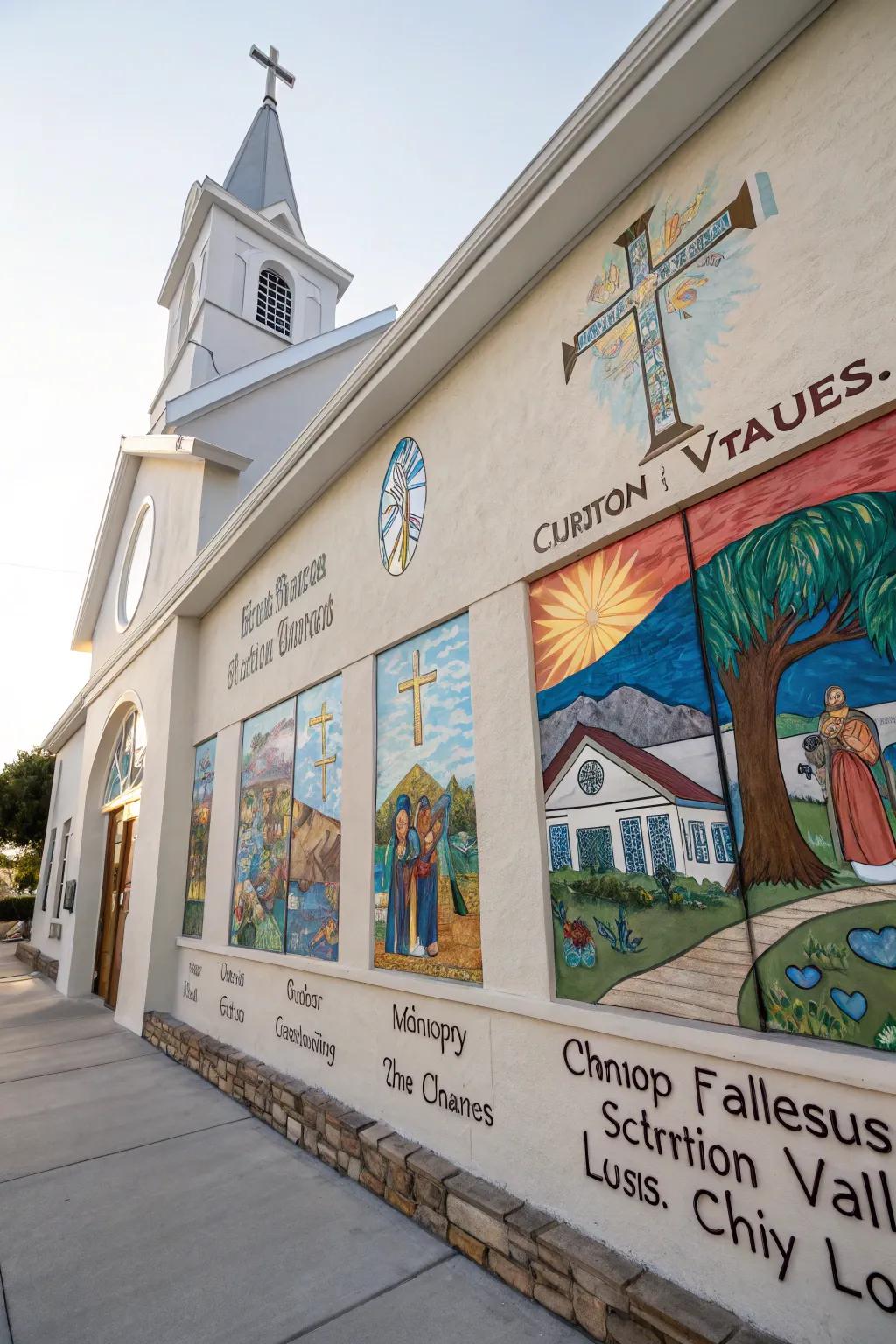 Church wall featuring bespoke artistry.