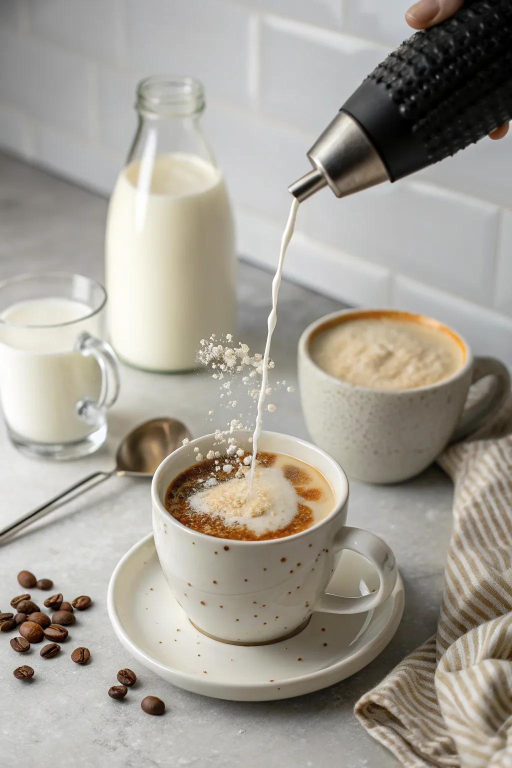 Create café-standard coffee at home using a practical milk foamer.