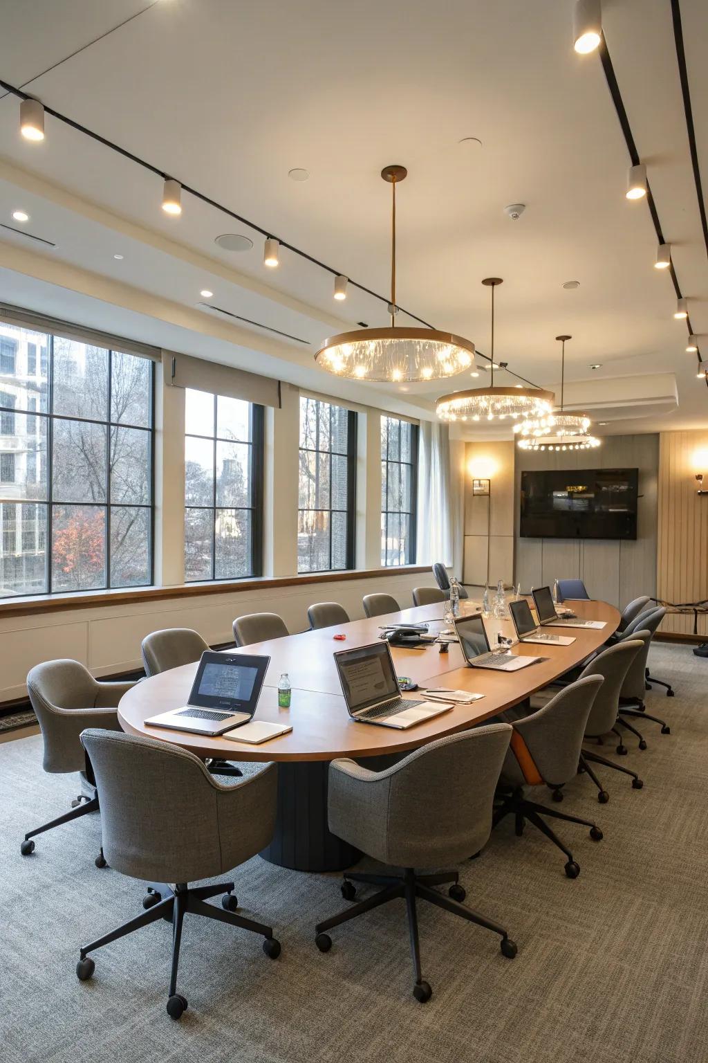 Oval tables are perfect for collaborative and inclusive meetings.