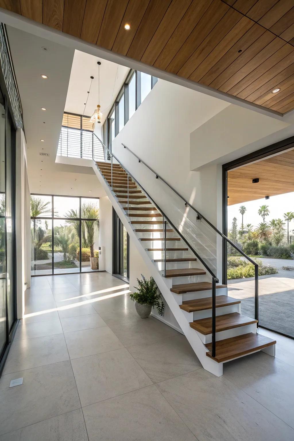 Enhance your design using a floating staircase.