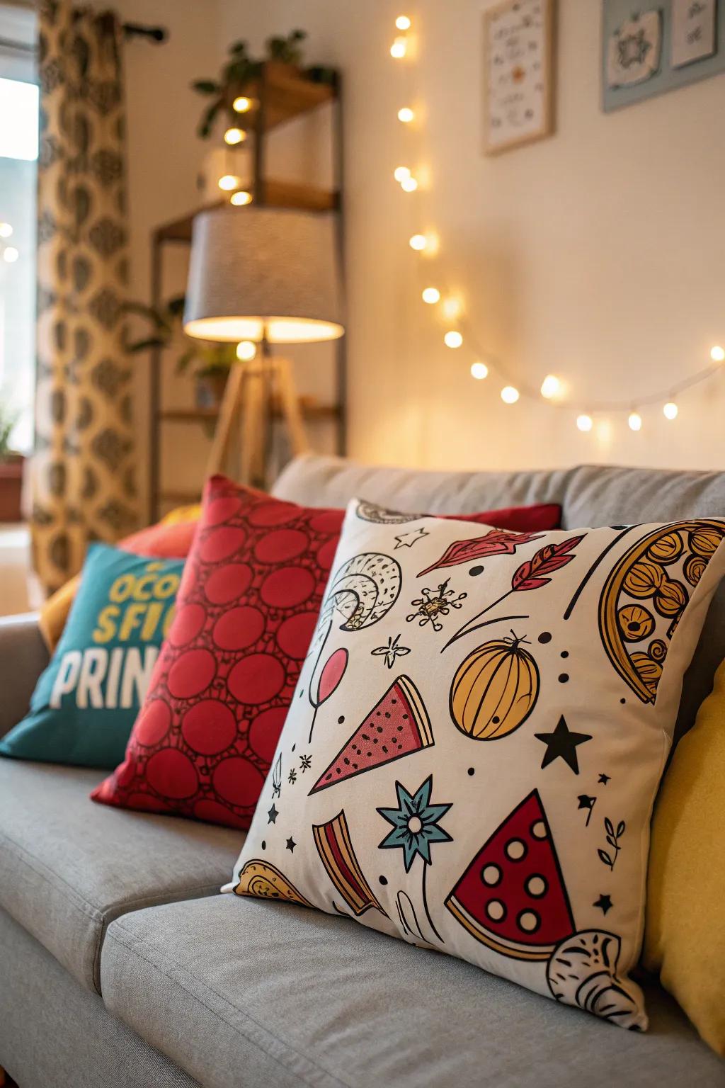 Graphic pillows make a delightful and captivating assertion.