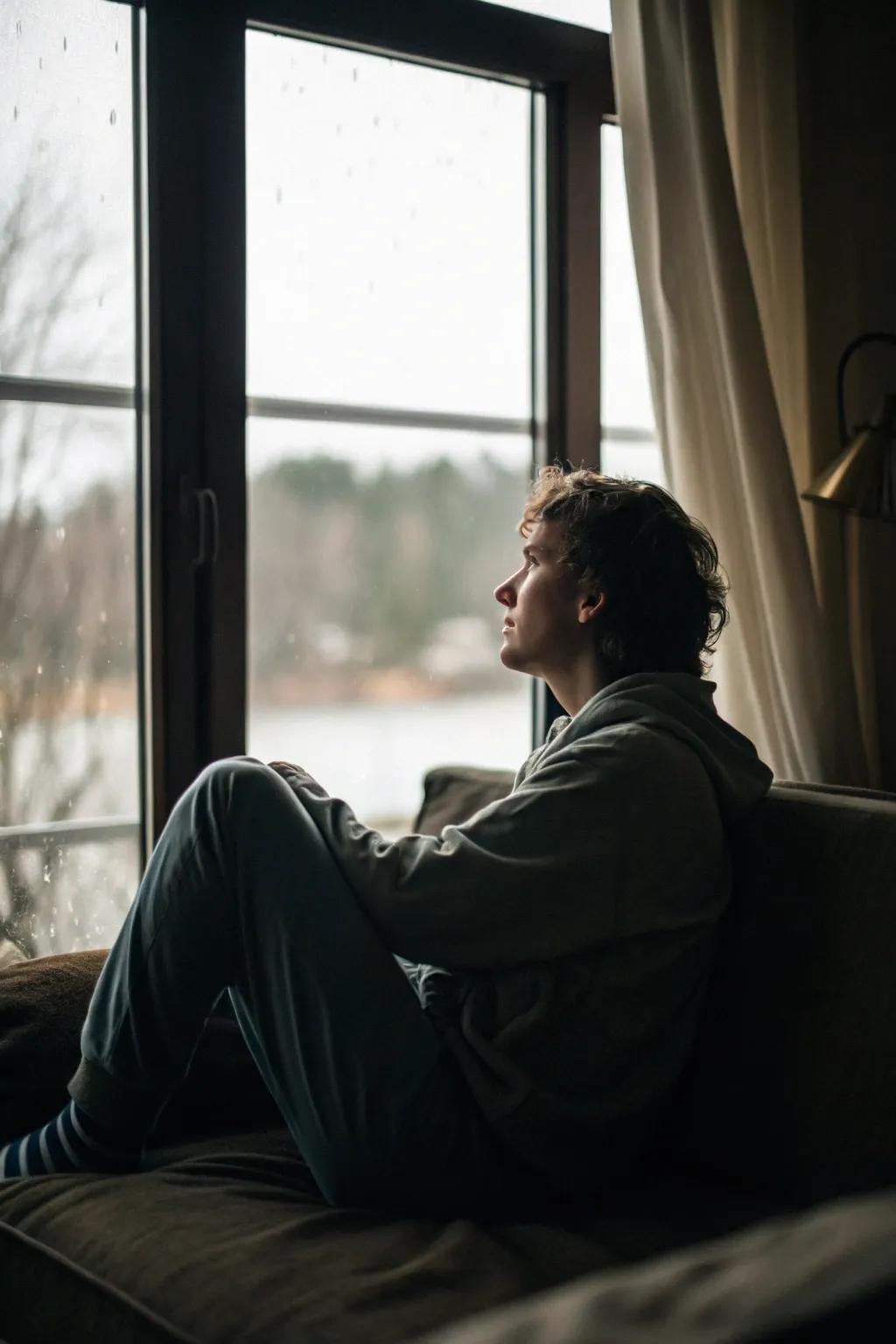 Window view creates a peaceful connection with the outside.