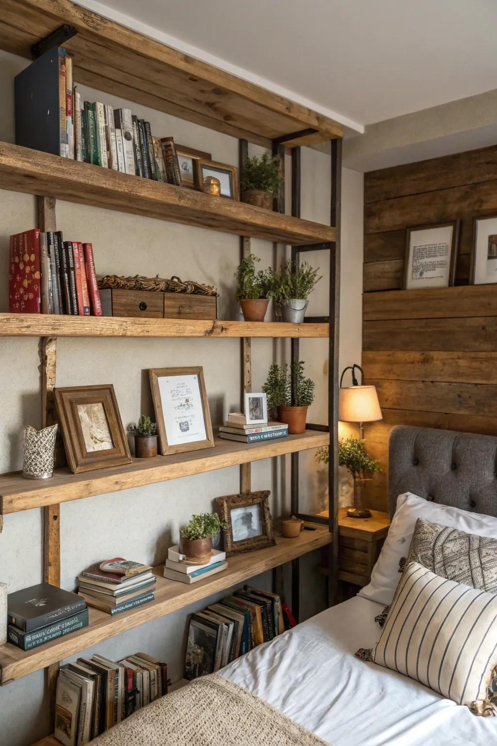 Unrefined shelving delivers both storage and style.