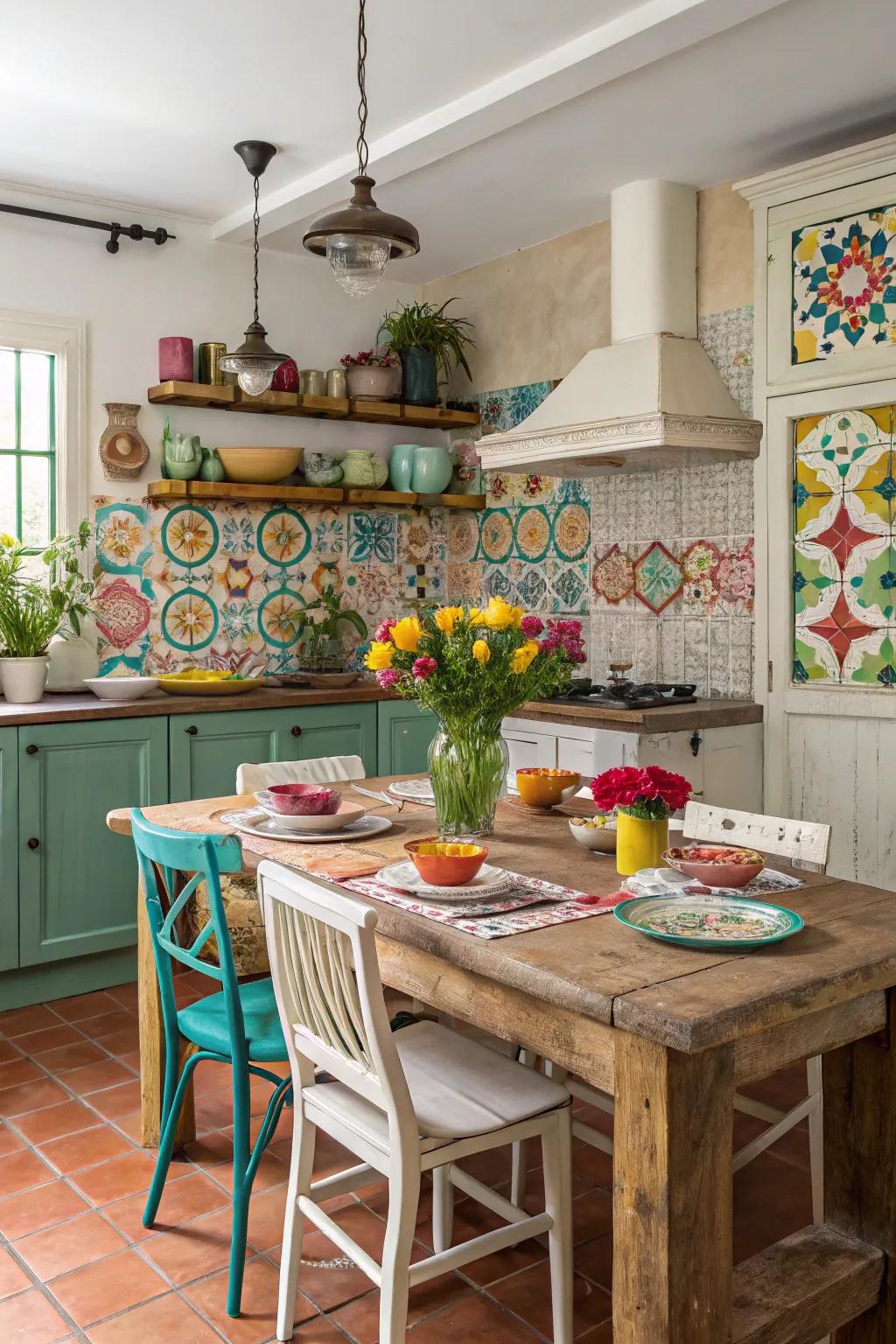 Unpredicted color bursts add energy and vibrancy to the cooking area.