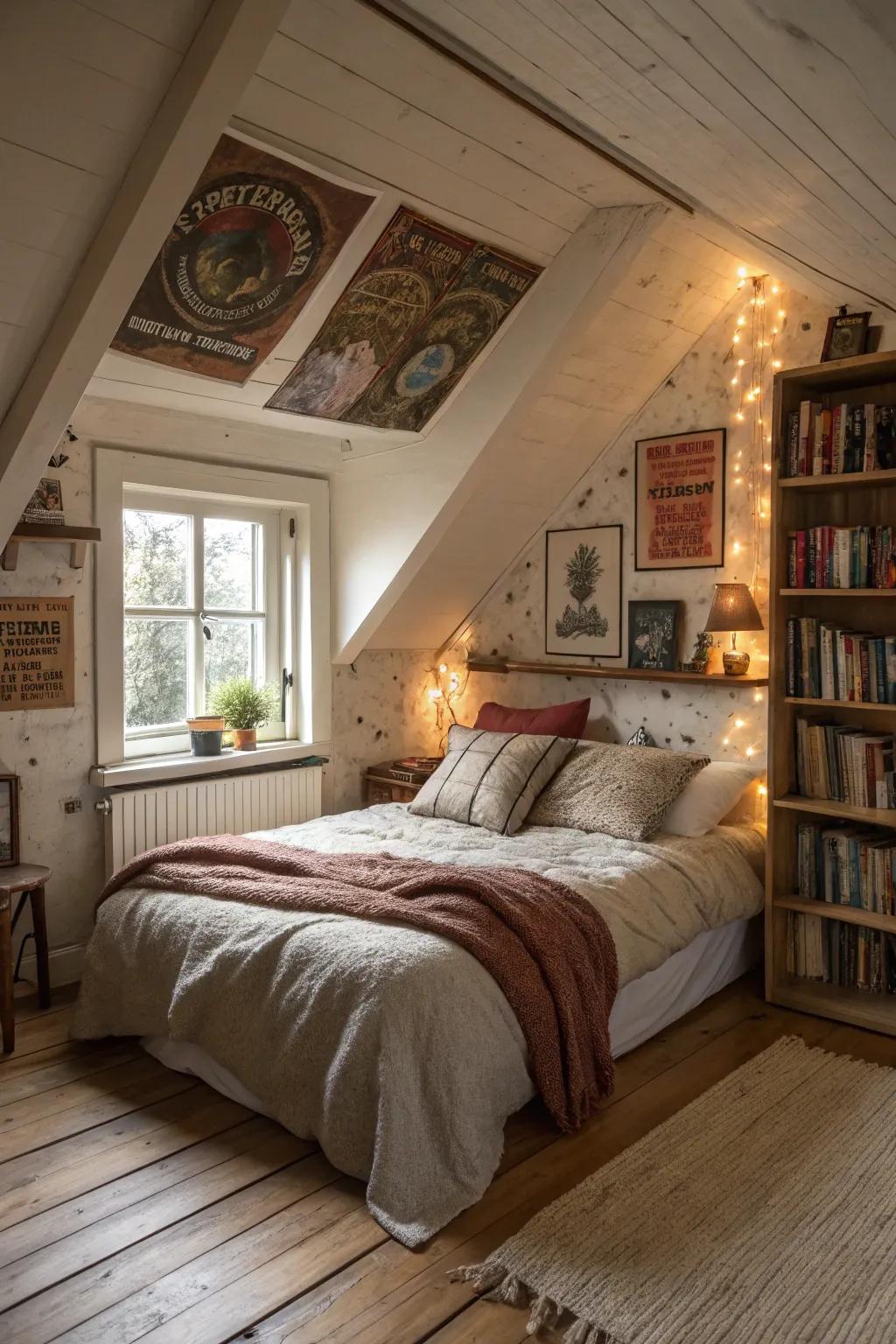 An attic getaway offers distinct allure