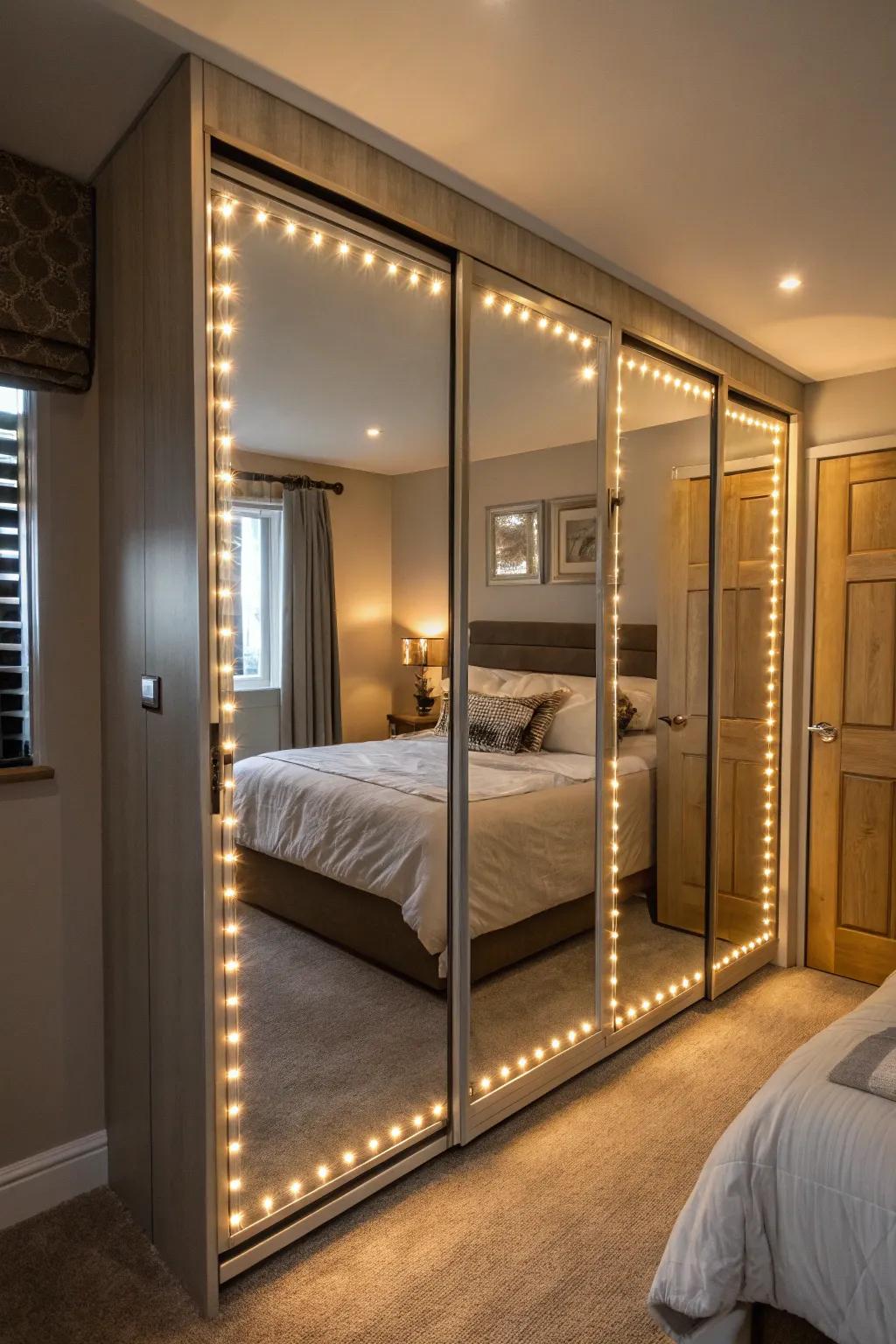 Strip illumination enhances ambiance and offers a comfortable glow.