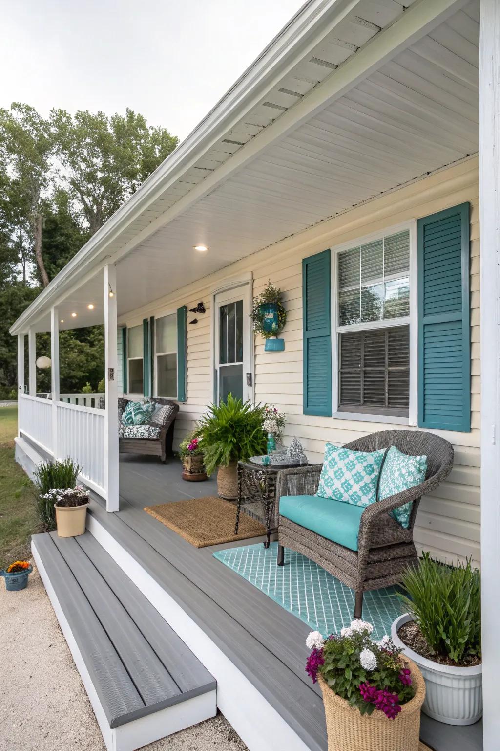 A porch that coordinates with your dwelling's style crafts visual harmony.