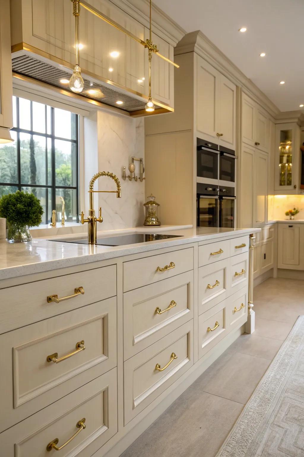 Opulent fixtures contribute elegance.
