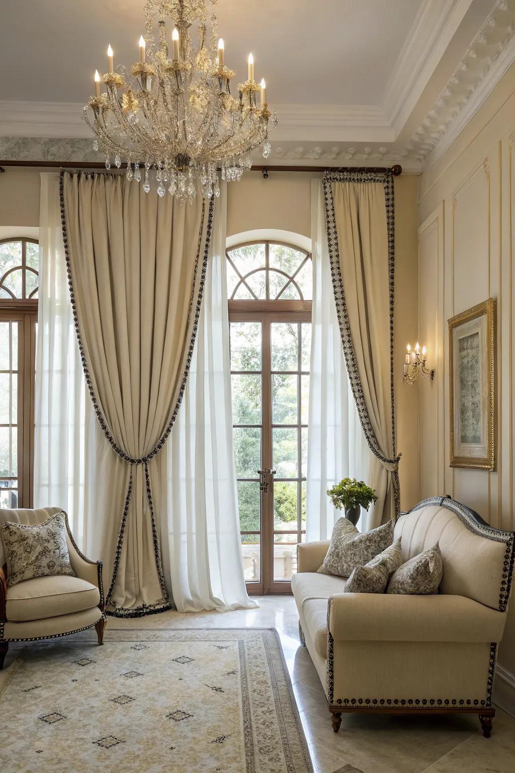 Contrast edging adds a sophisticated edge to covering styles.