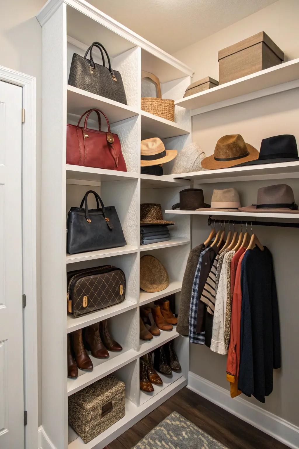 Utilize corner spaces via smart shelving options.