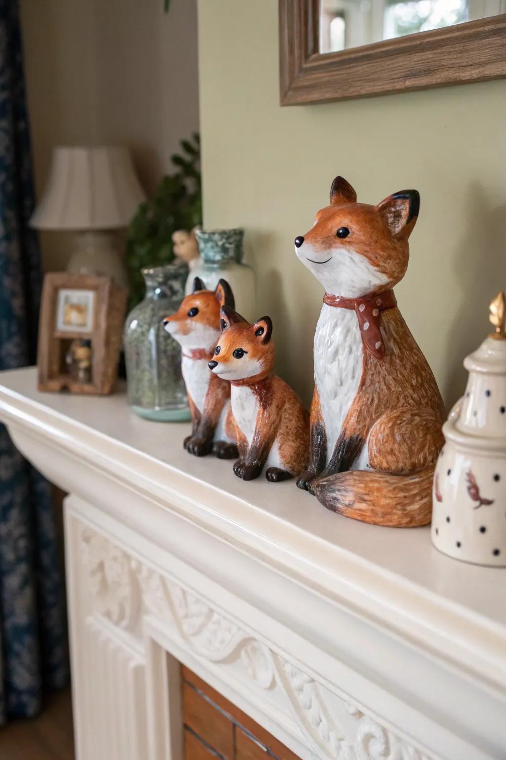 Whimsical statuettes introduce a storybook charm to your decor.