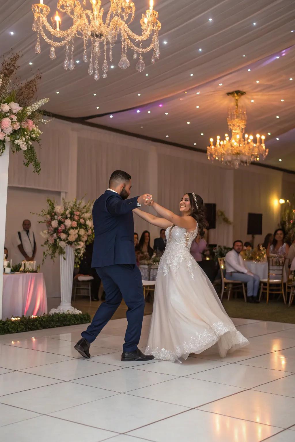 An unexpected first dance bringing excitement to the celebration.