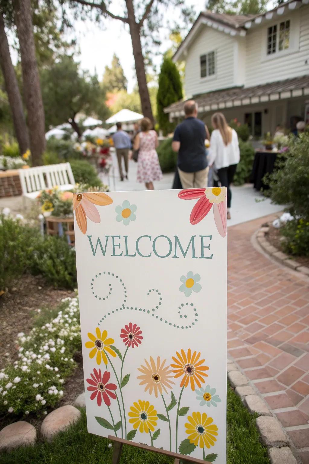 Extend a welcome with personalized daisy signage.