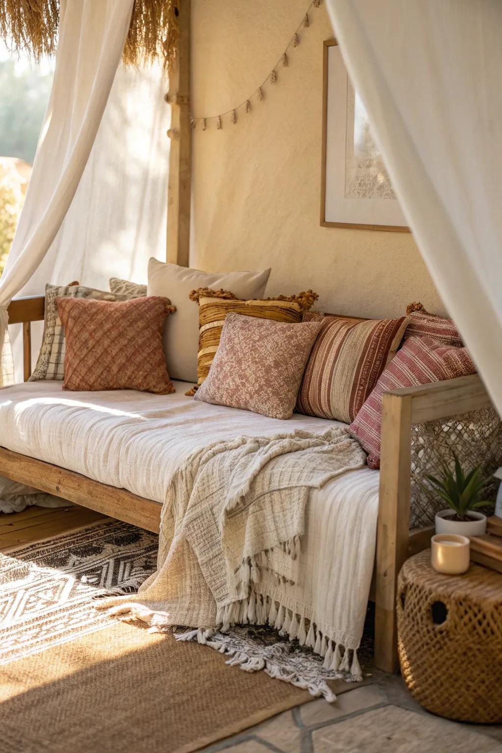 With textured layers on your daybed, you can increase comfort.