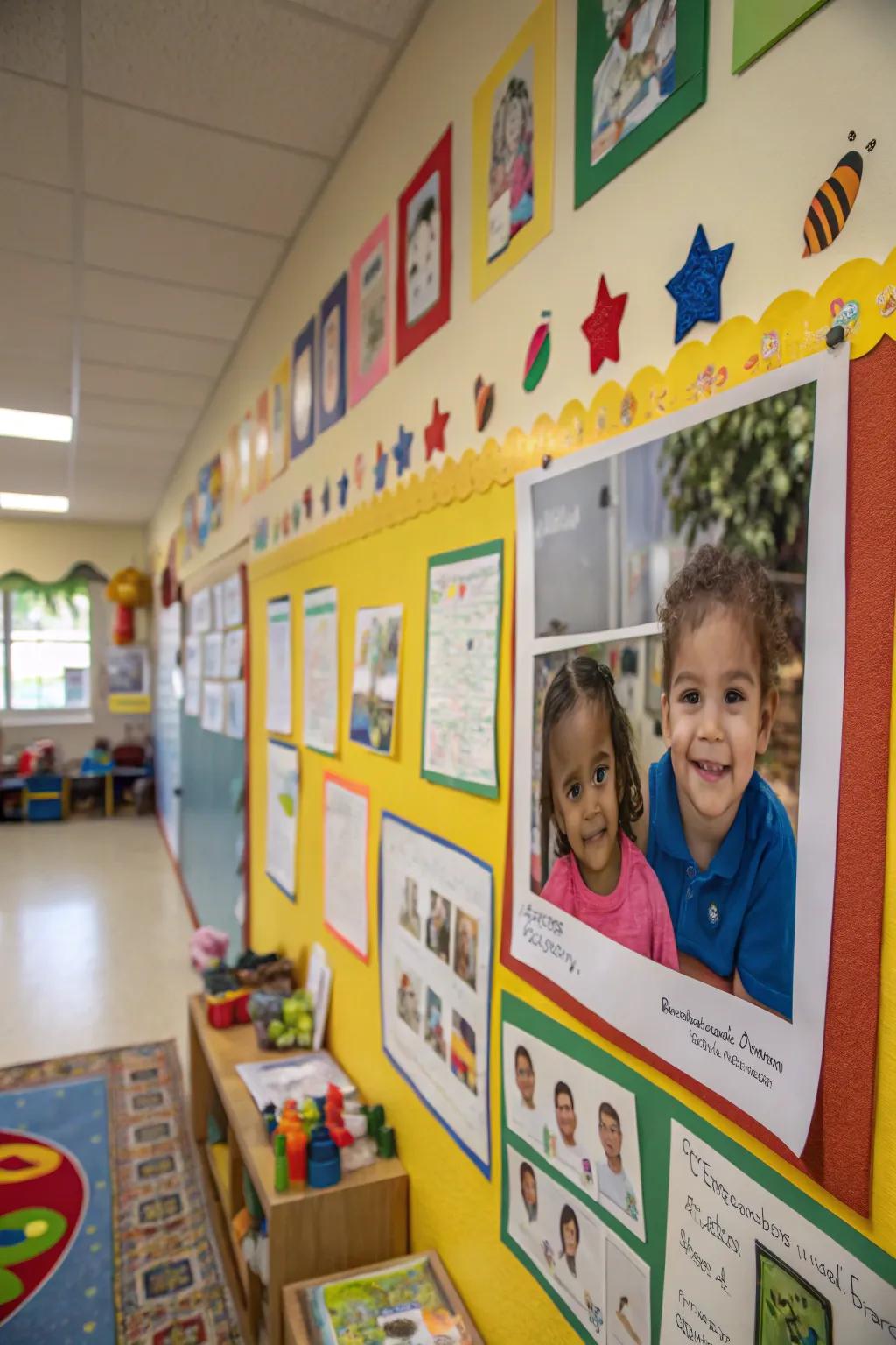 An achievement display celebrating children's accomplishments.