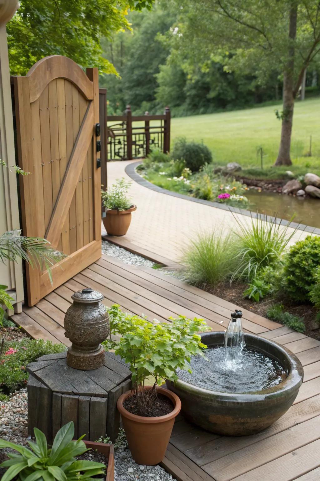 A water feature brings peace and charm to your outdoor area.