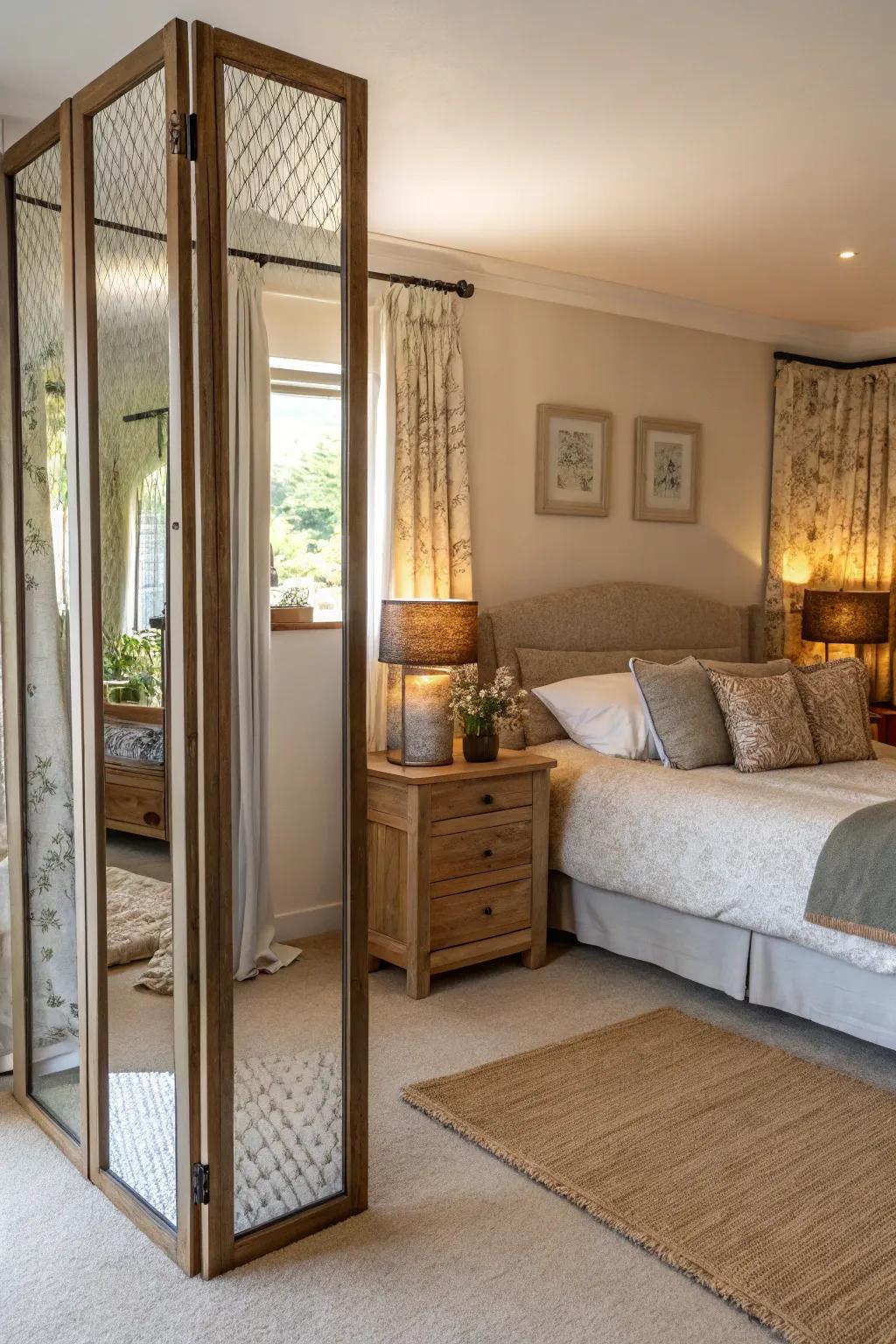 Reflective panels amplify light and space in any room.