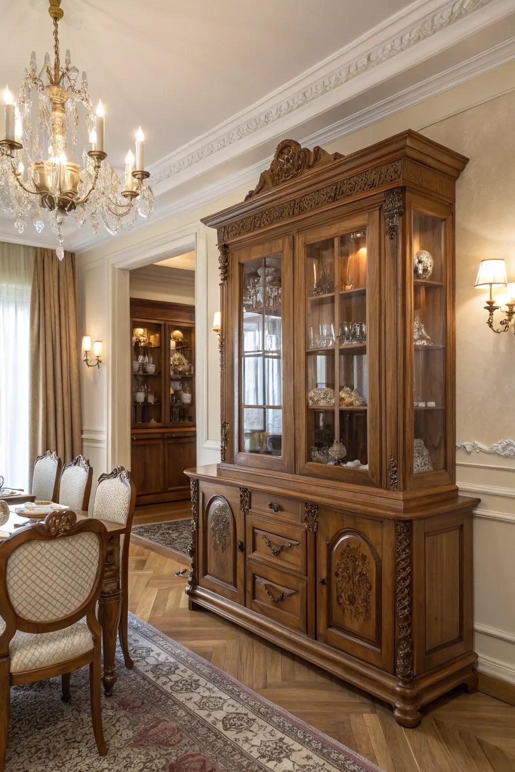 Traditional timber cabinets offer timeless sophistication and elegance.