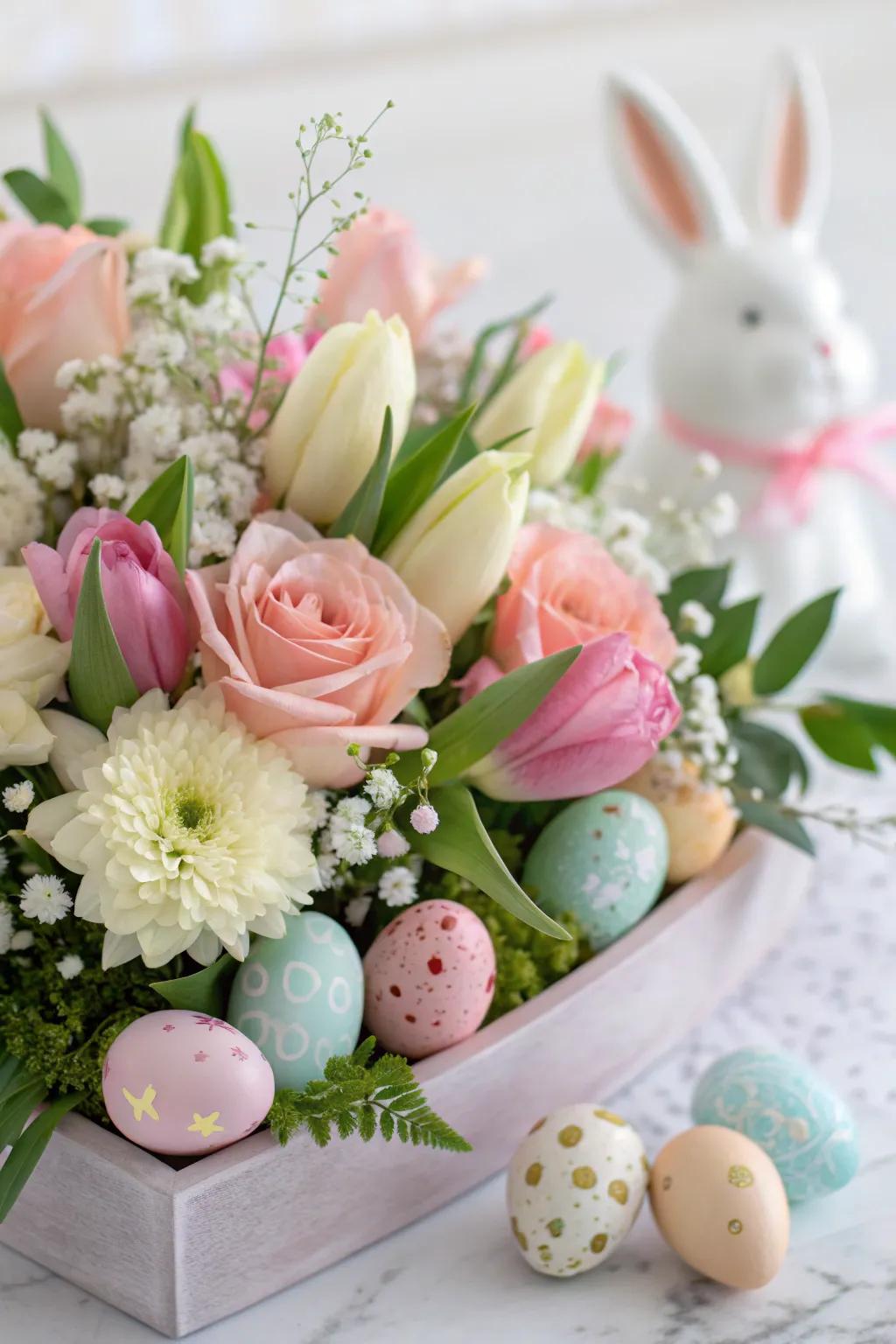 A sophisticated floral arrangement featuring a touch of elegance.