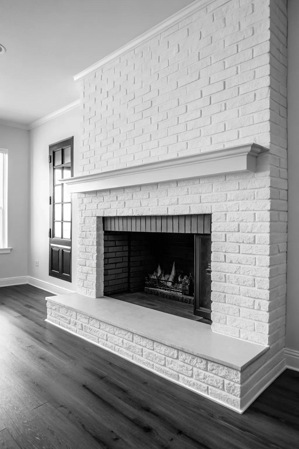 Realize modern minimalism with a monochrome fireplace.