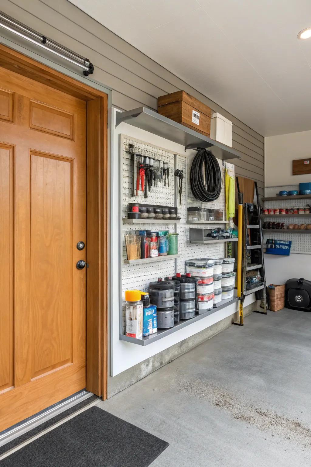 Shelves are a great way to use storage space.