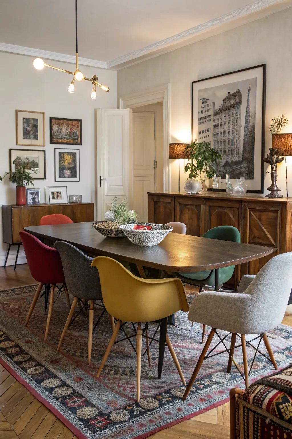 Mix styles create a chosen and unique area.