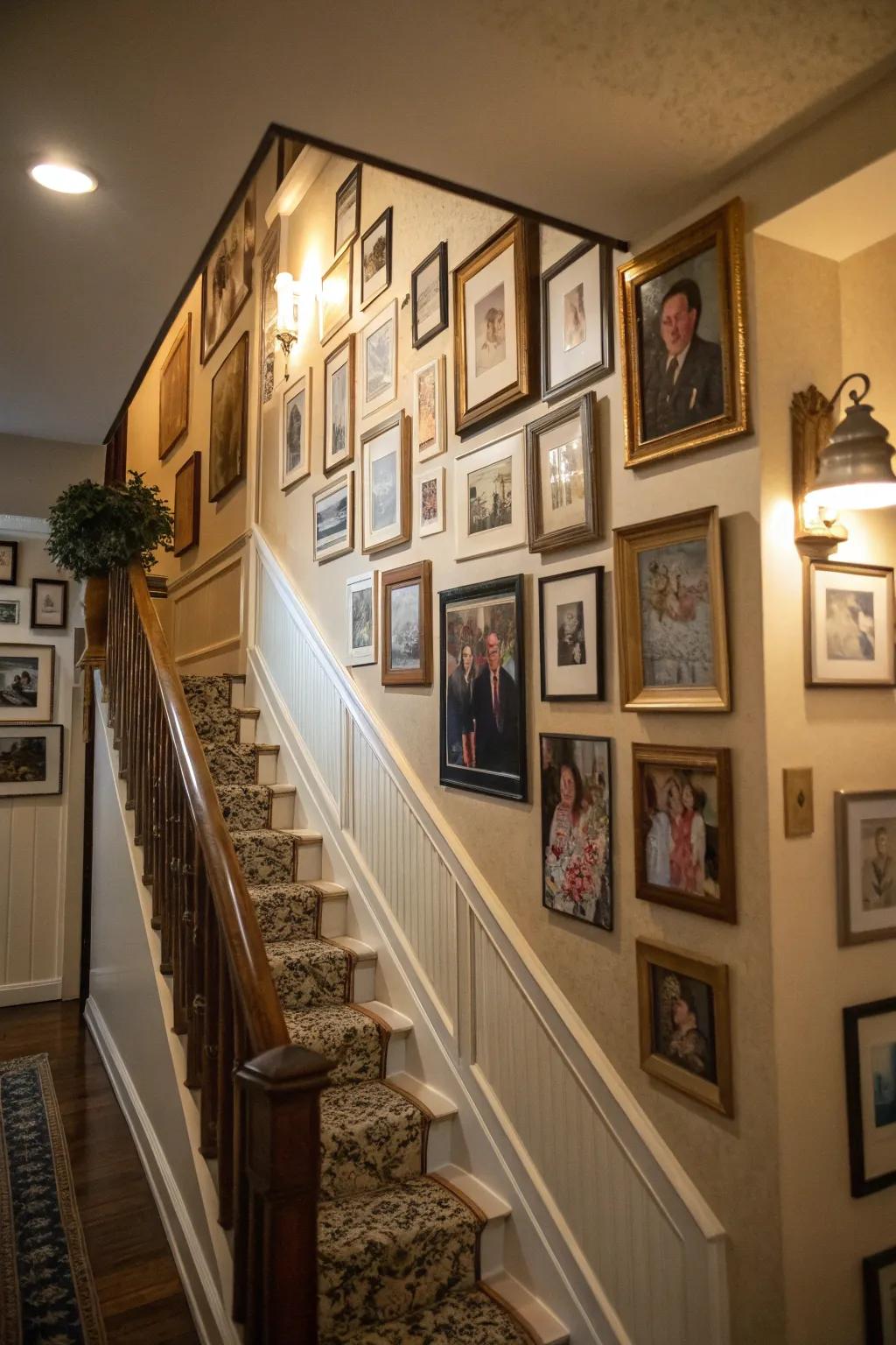 Personal photographs impart warmth and storytelling to entryway decor.