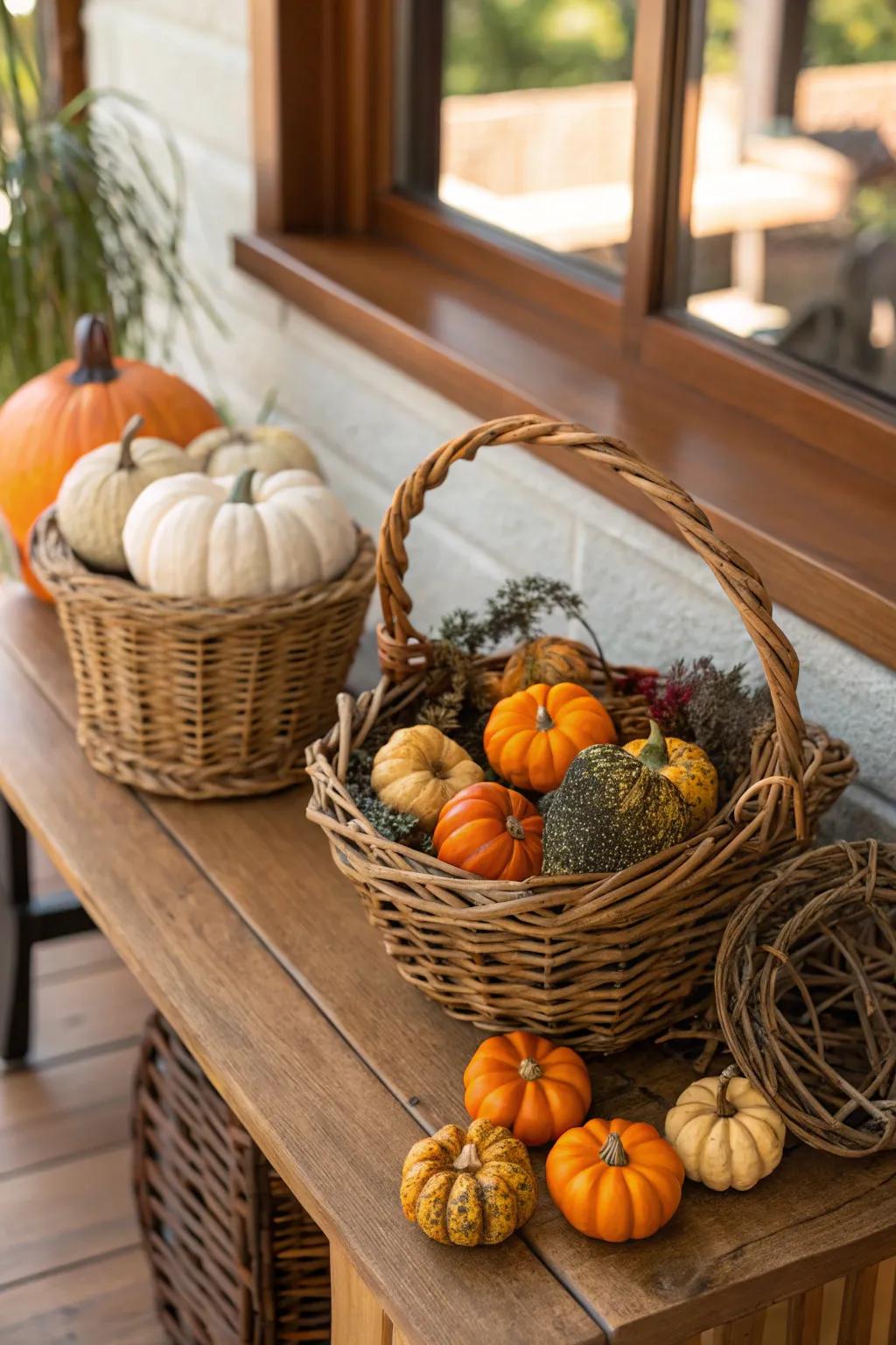 Spruce up your house with appealing country-style autumn decor.