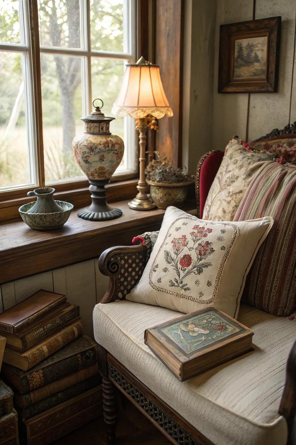 Vintage-style cushions bring a nostalgic appeal to your decor.