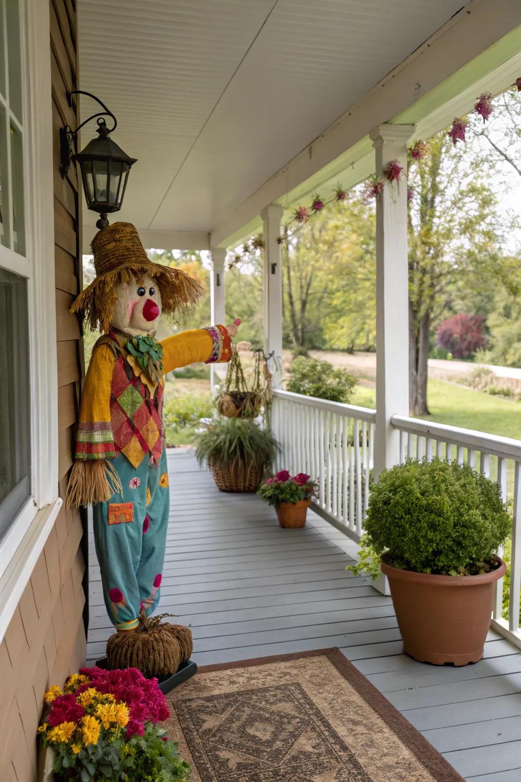 A whimsical character imparts a playful and unanticipated locus to your porch.