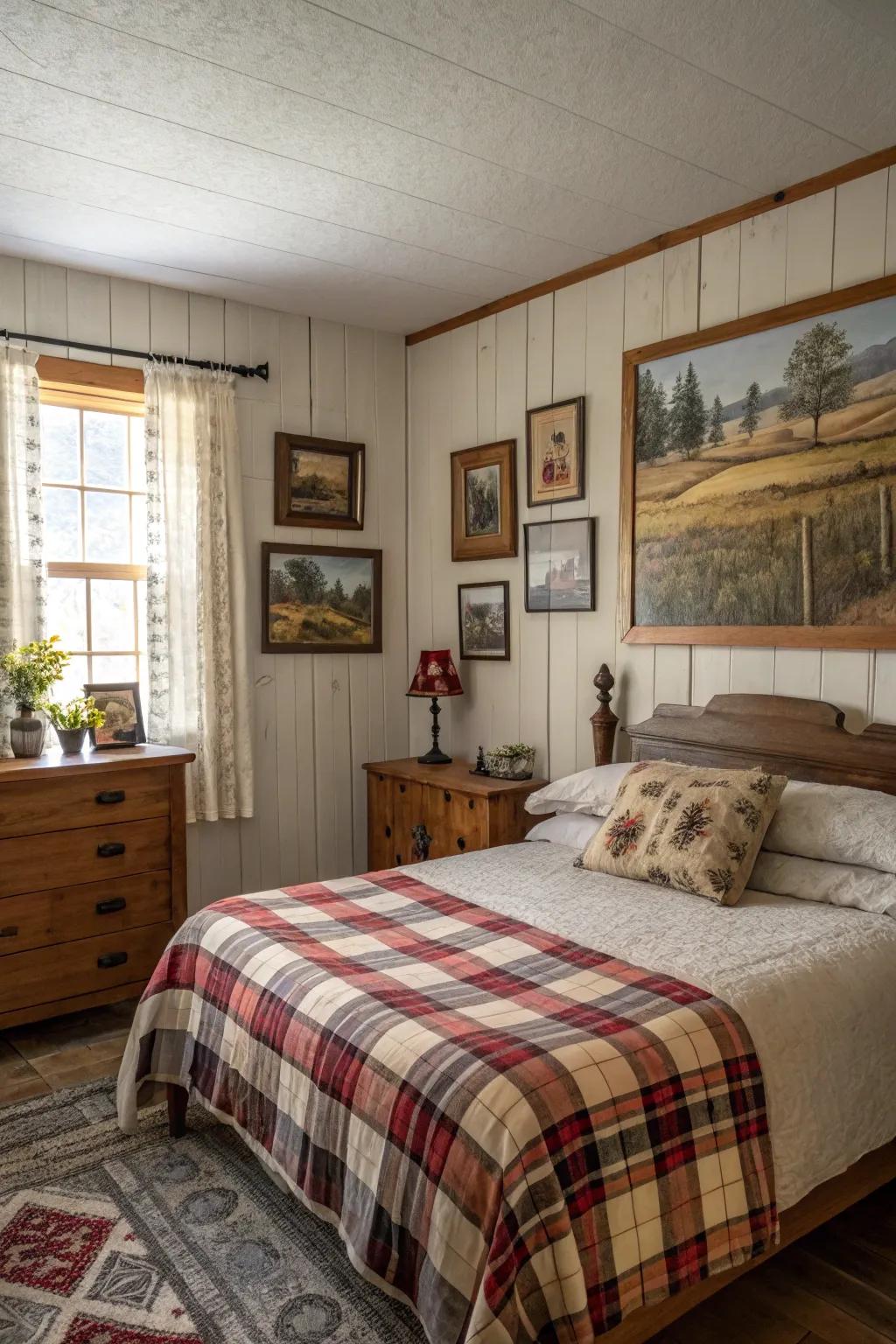 Art and ornaments beautifully personalize the space.