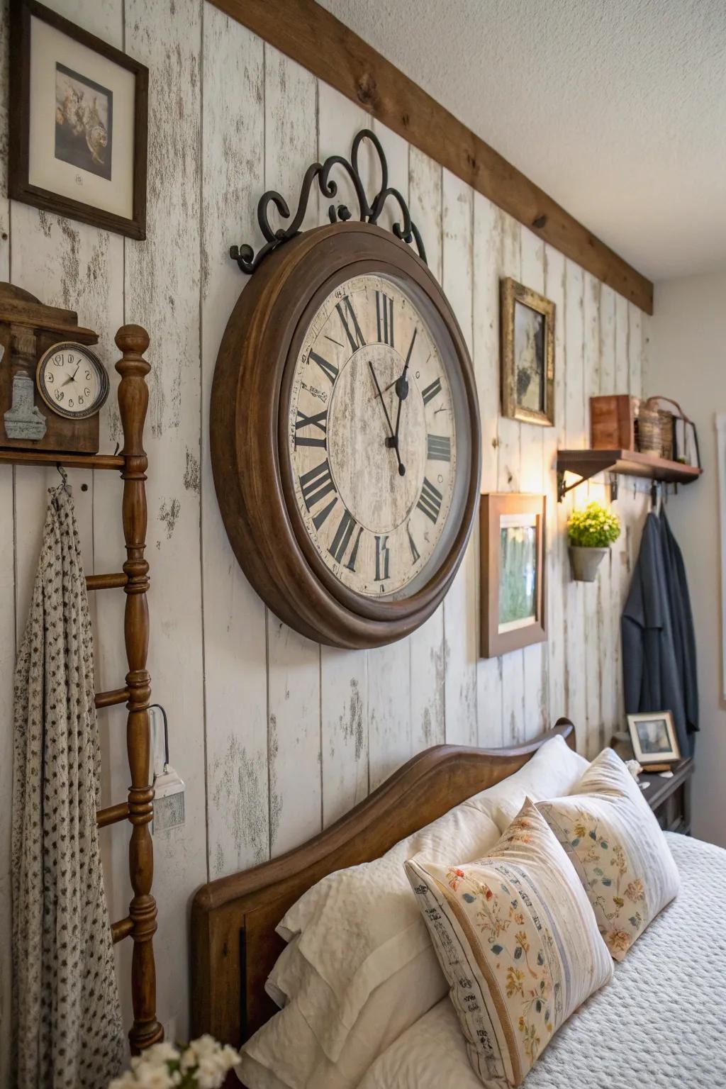Vintage clocks infuse nostalgic charm.