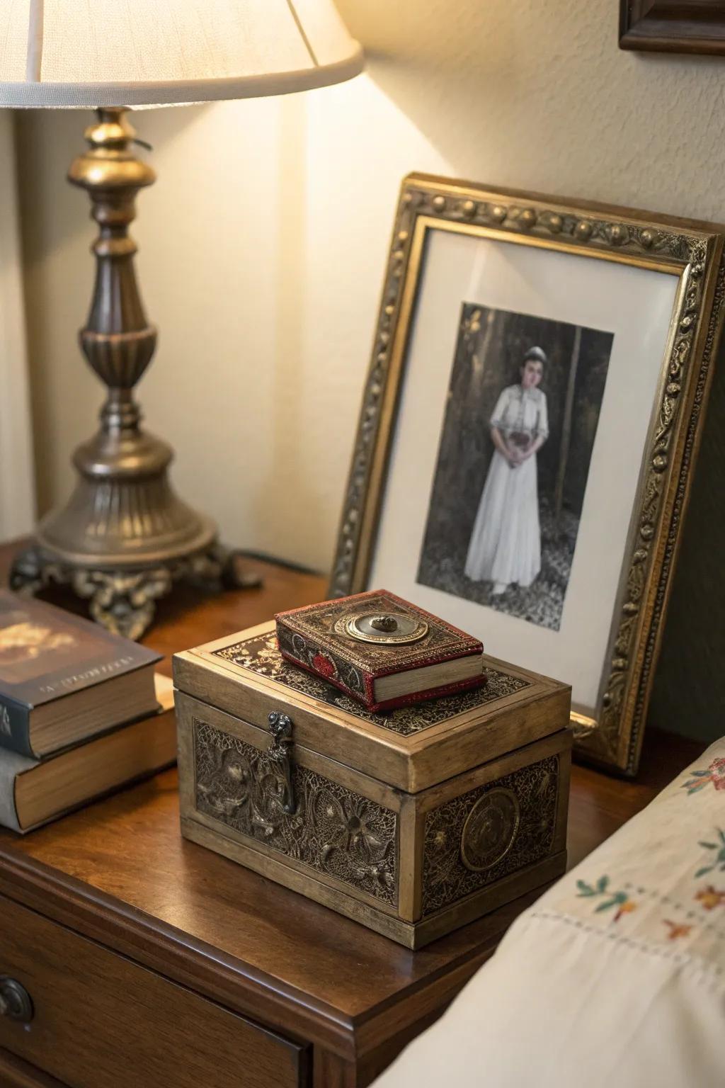 Antiques convey history and interest to the decorating scheme.